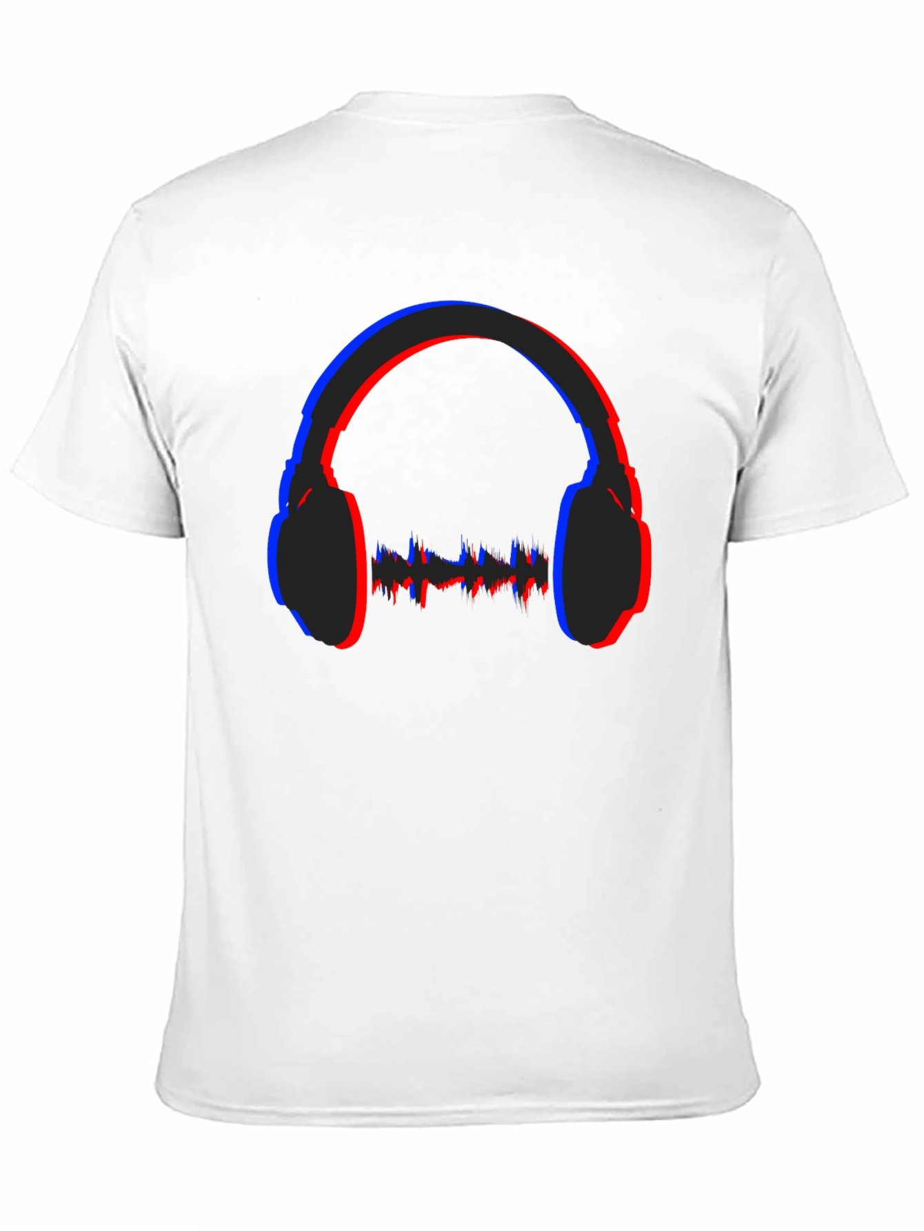 Stereoscopic Headphones Graphic Black T-Shirt