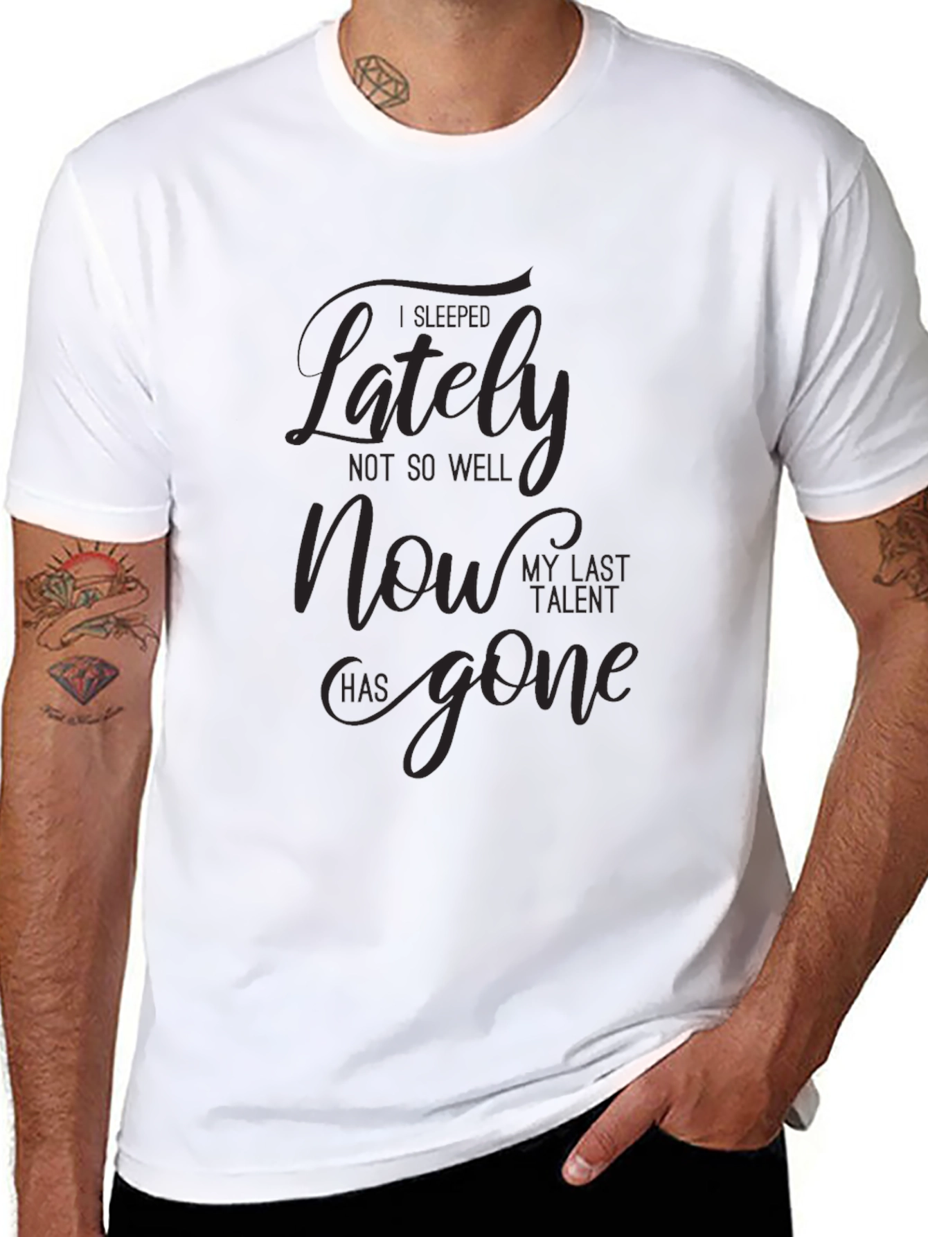 Mens I Fall Asleep Lately Graphic T-Shirt - Black