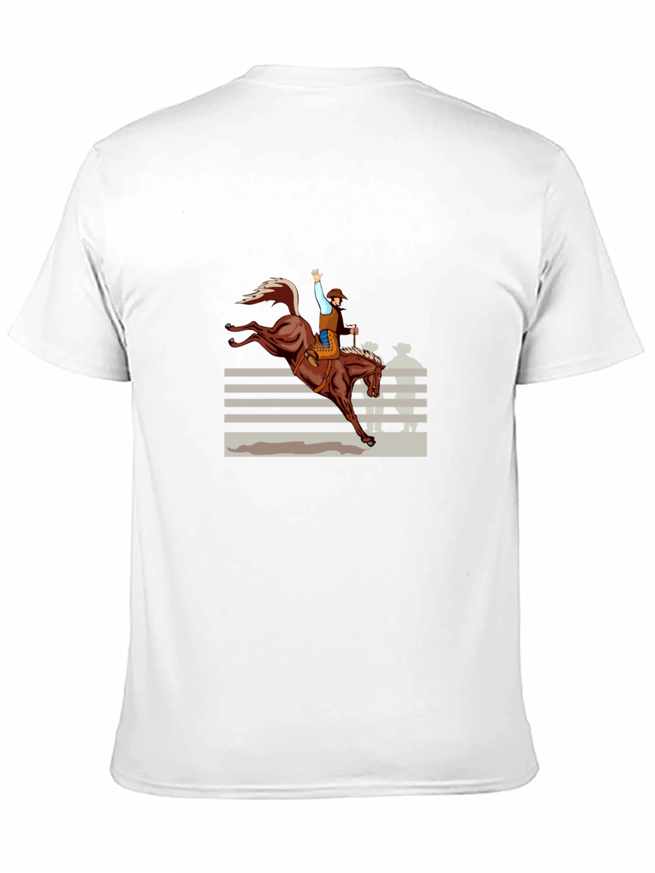 Cowboy Riding Bronco Mens Black T-Shirt