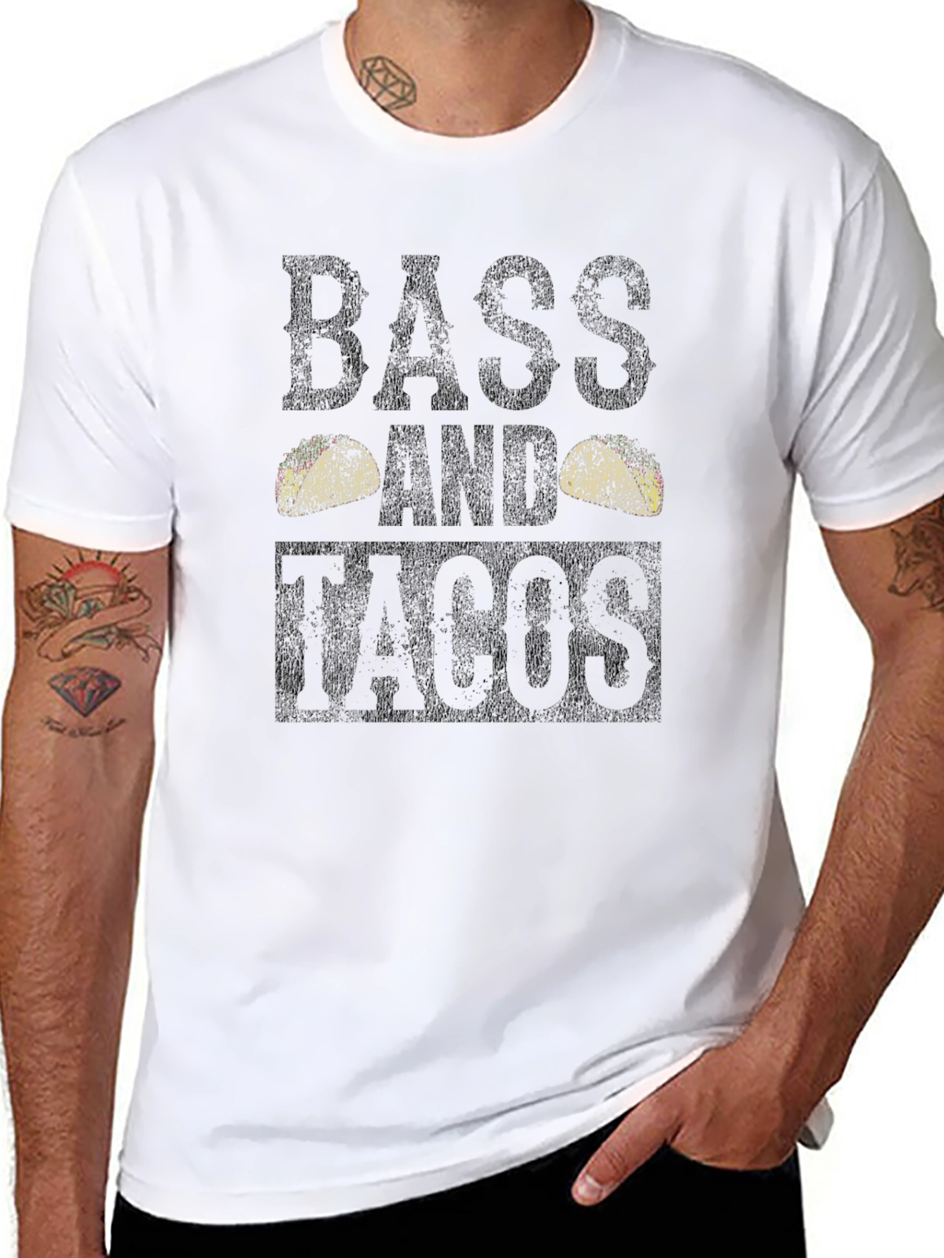 Bass and Tacos Funny Graphic T-Shirt