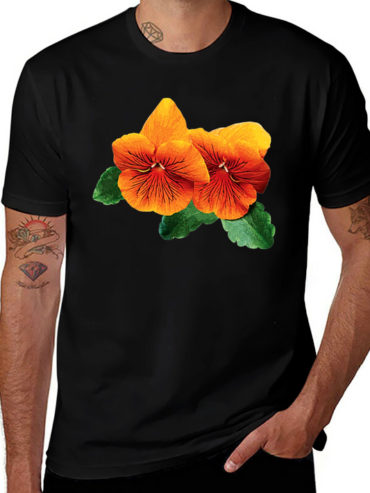 Floral Pansy T-Shirt - Stylish Black Cotton Tee
