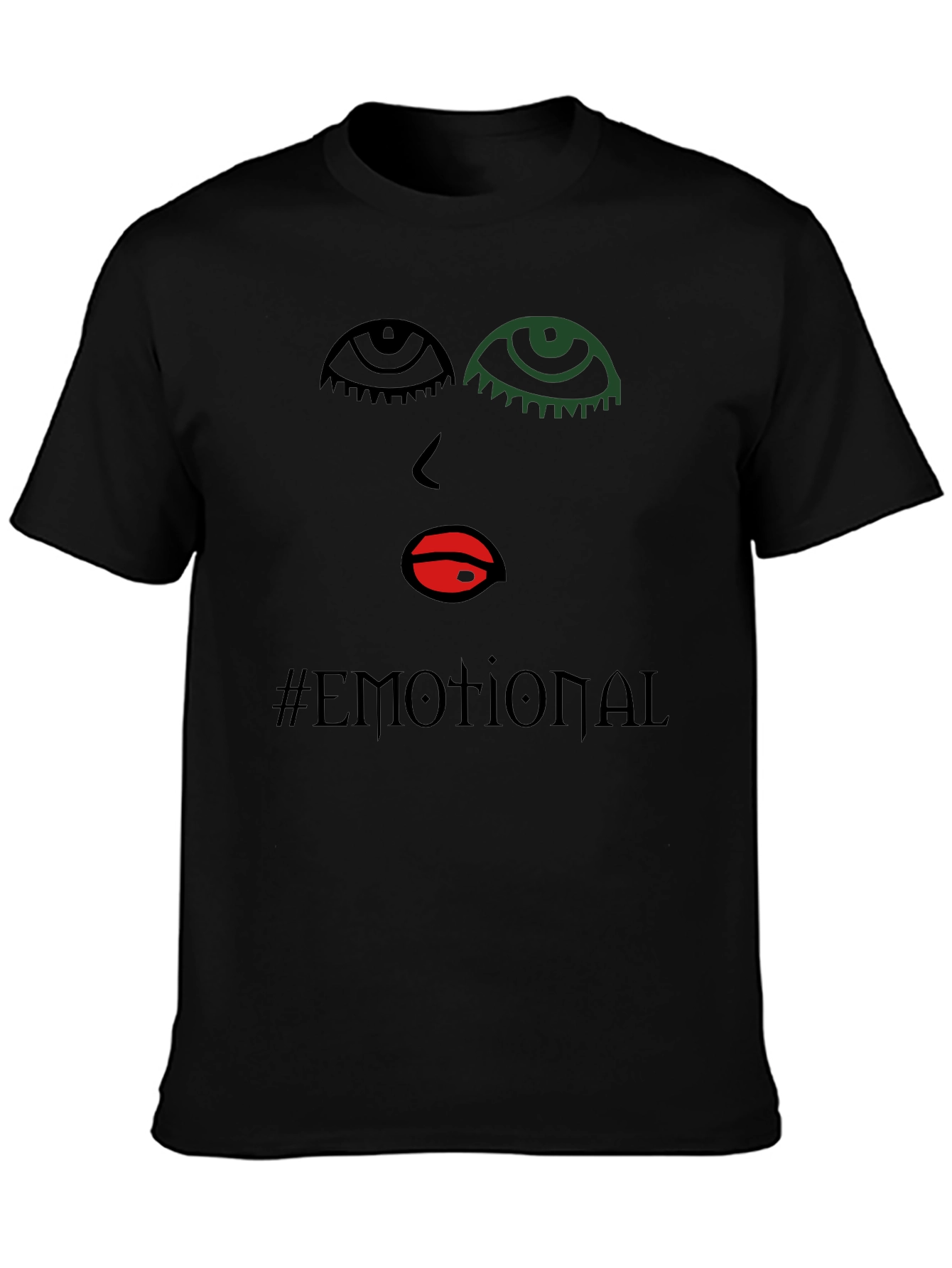 Emotional Graphic Print Black T-Shirt