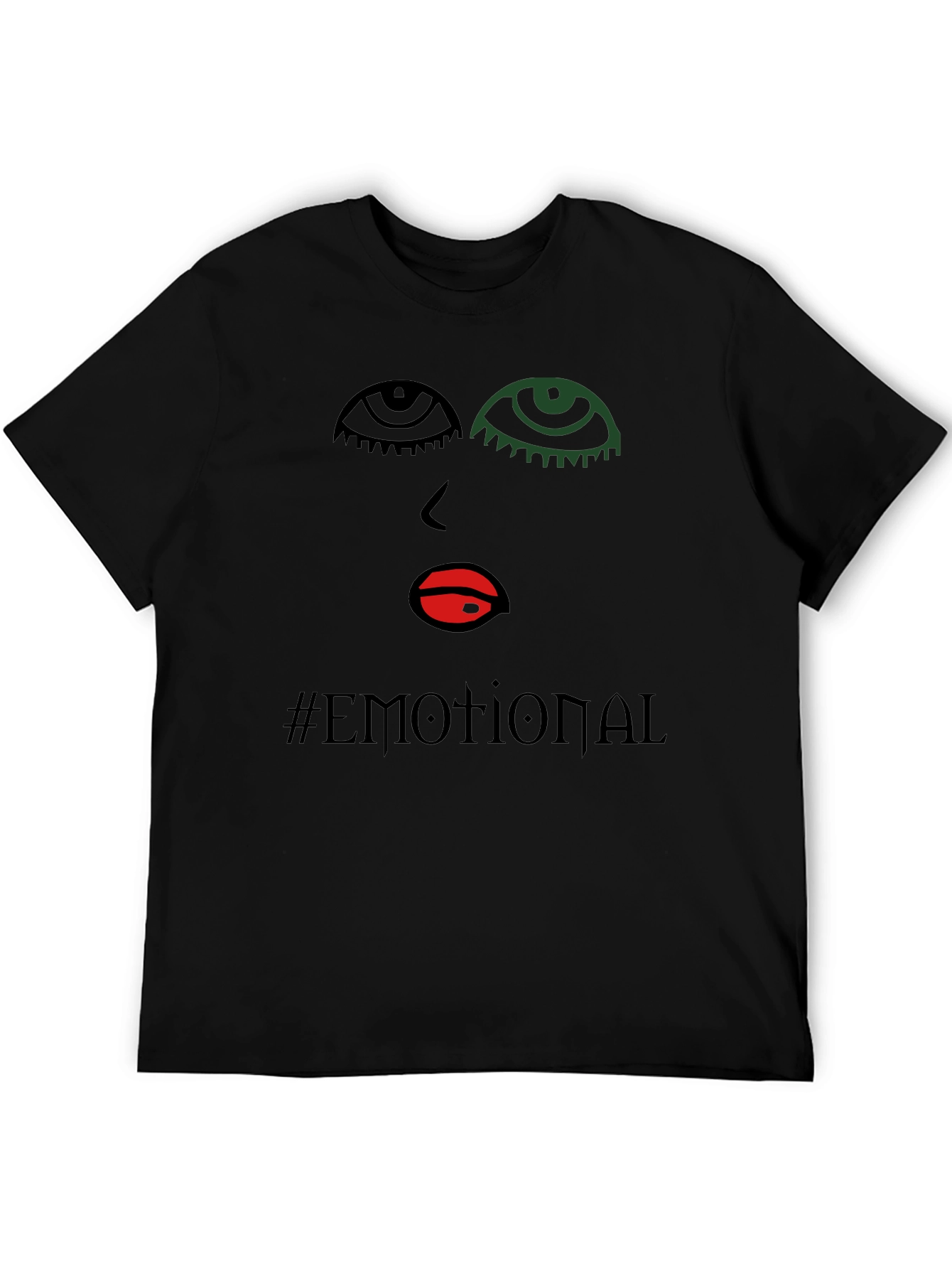 Emotional Graphic Print Black T-Shirt