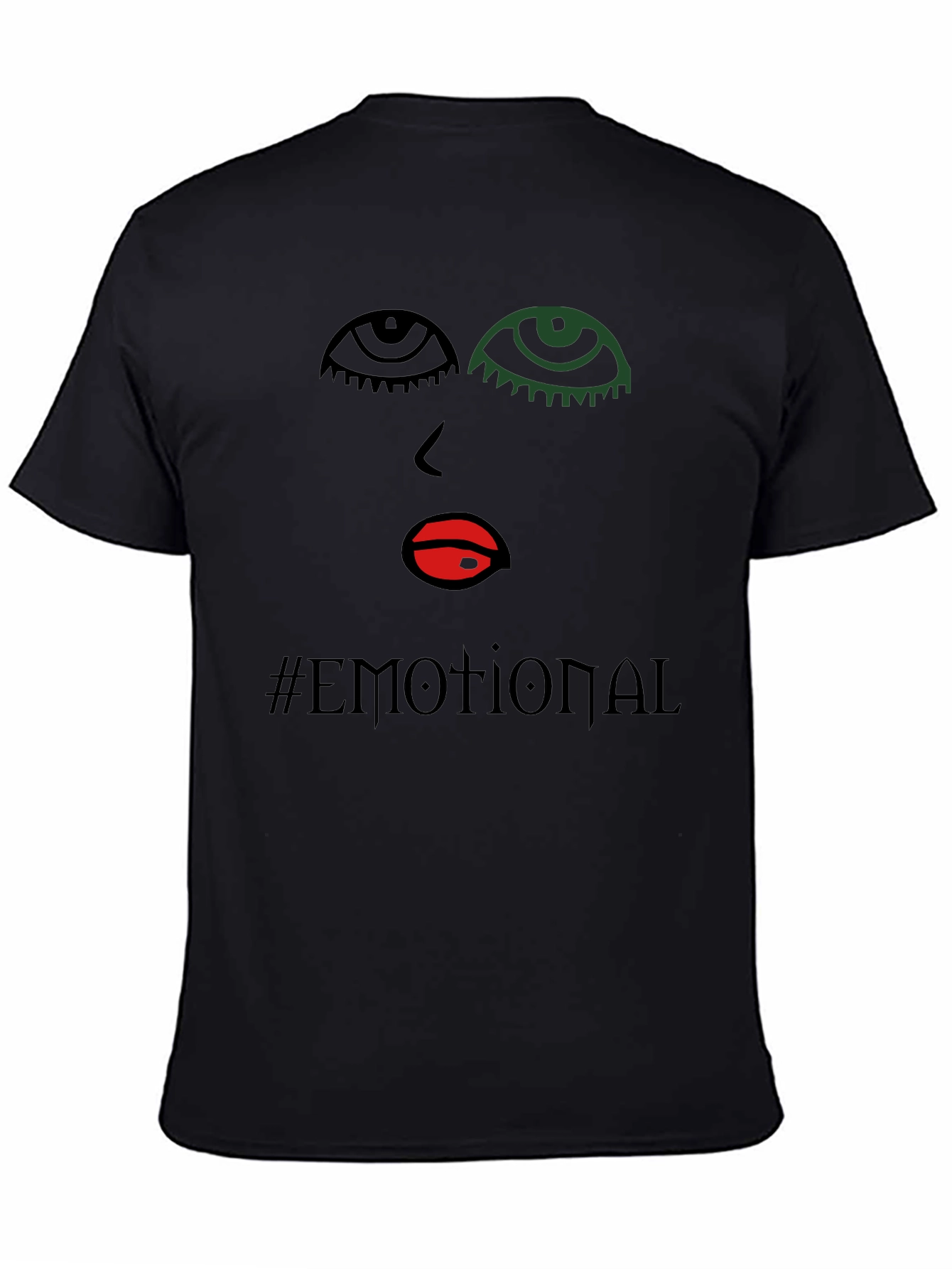 Emotional Graphic Print Black T-Shirt