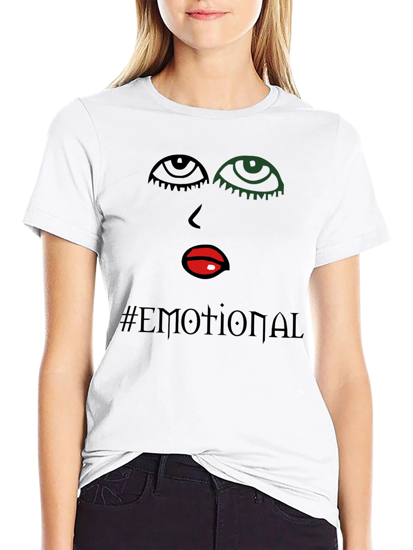 Emotional Graphic Print Black T-Shirt