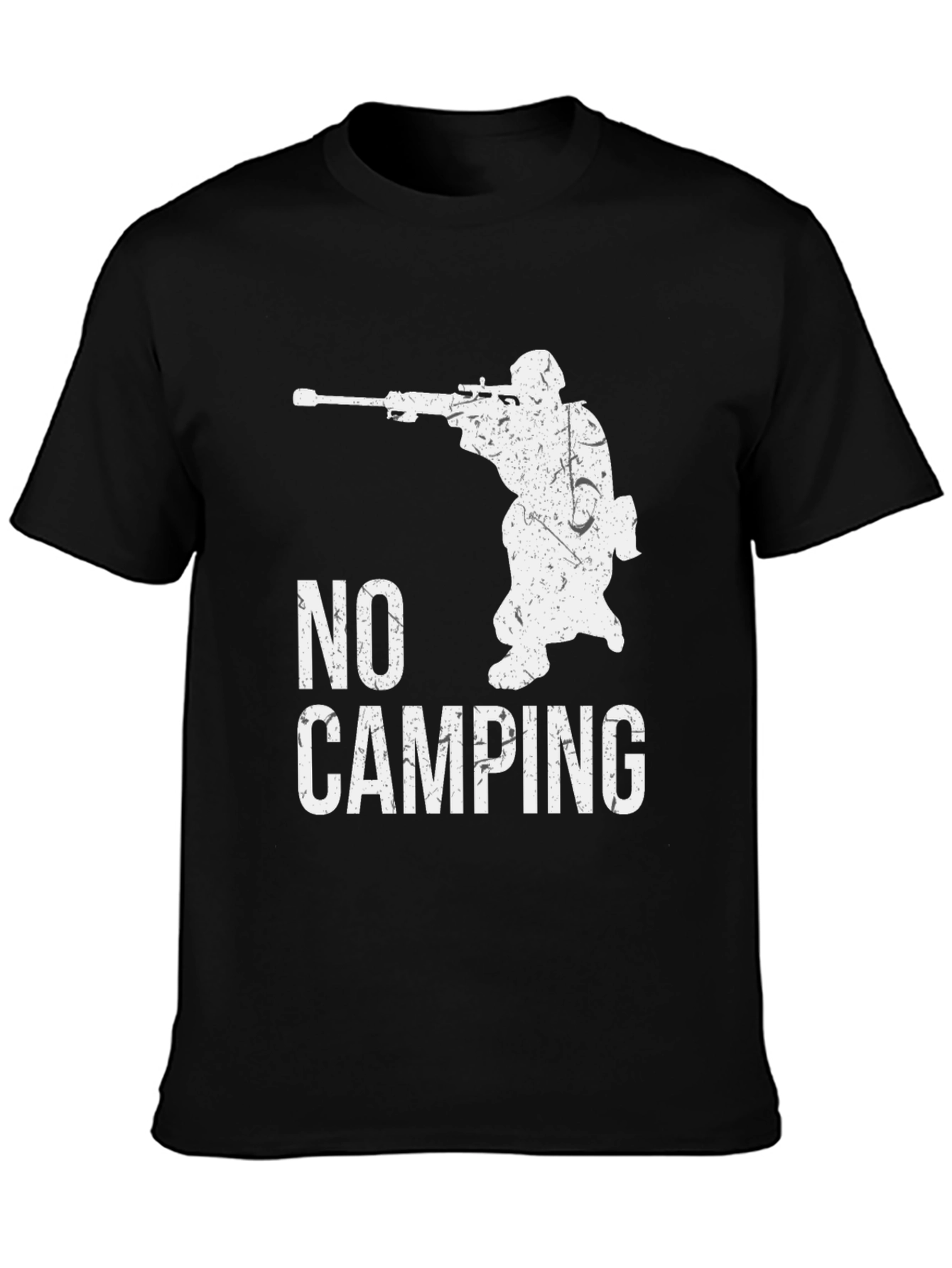 No Camping Sniper Graphic Tee - Black Cotton