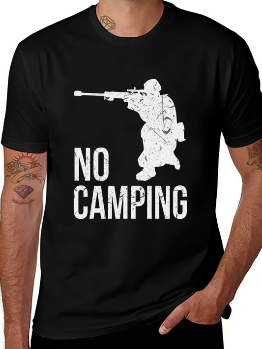 No Camping Sniper Graphic Tee - Black Cotton