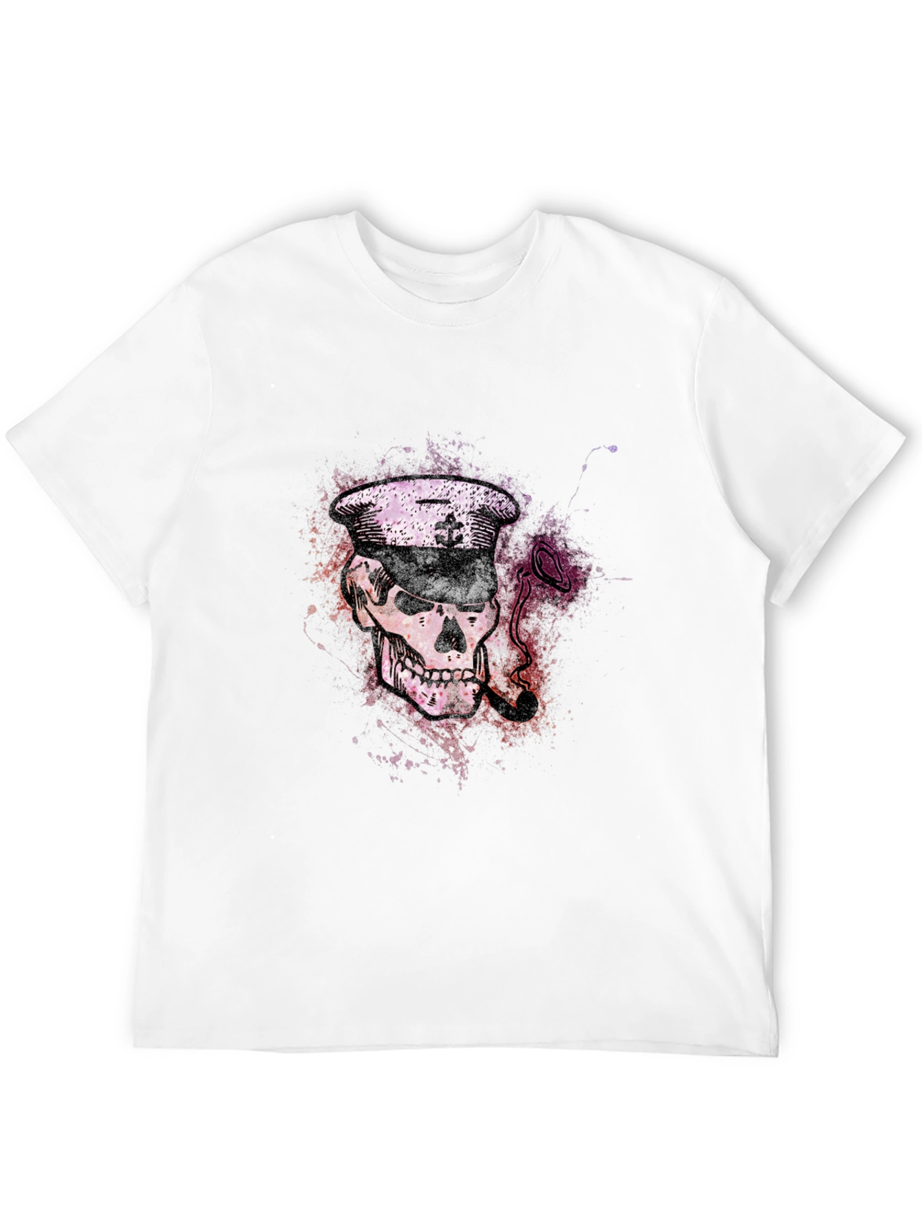 Skull Captain Graphic Tee - Black Cotton T-Shirt