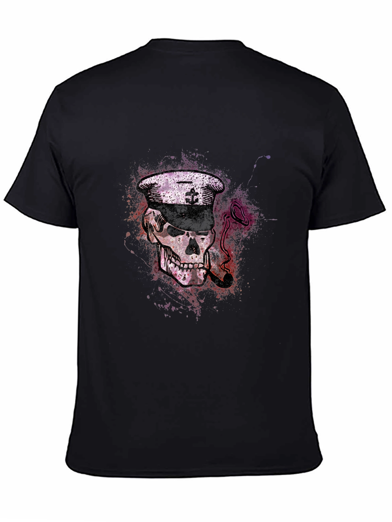 Skull Captain Graphic Tee - Black Cotton T-Shirt