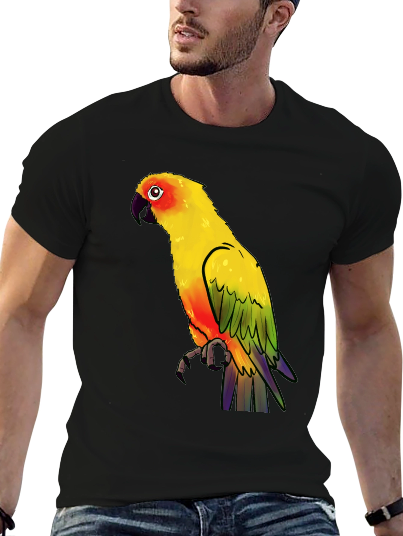 Parrot Graphic Tee - Vibrant Bird Print
