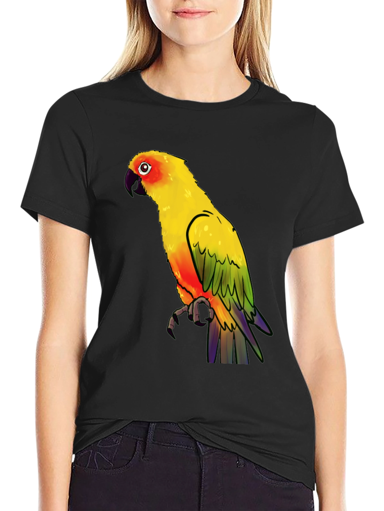 Parrot Graphic Tee - Vibrant Bird Print