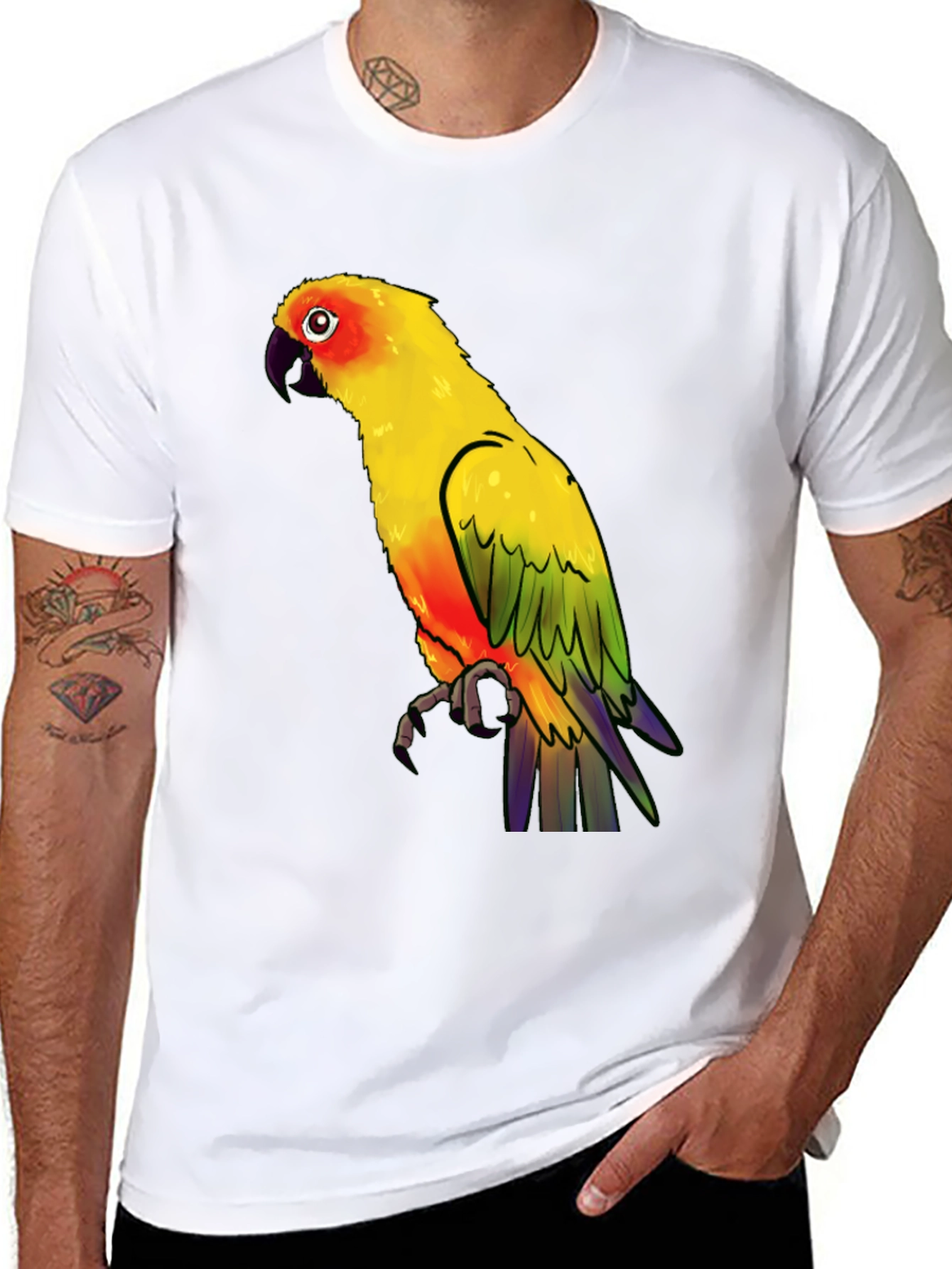 Parrot Graphic Tee - Vibrant Bird Print