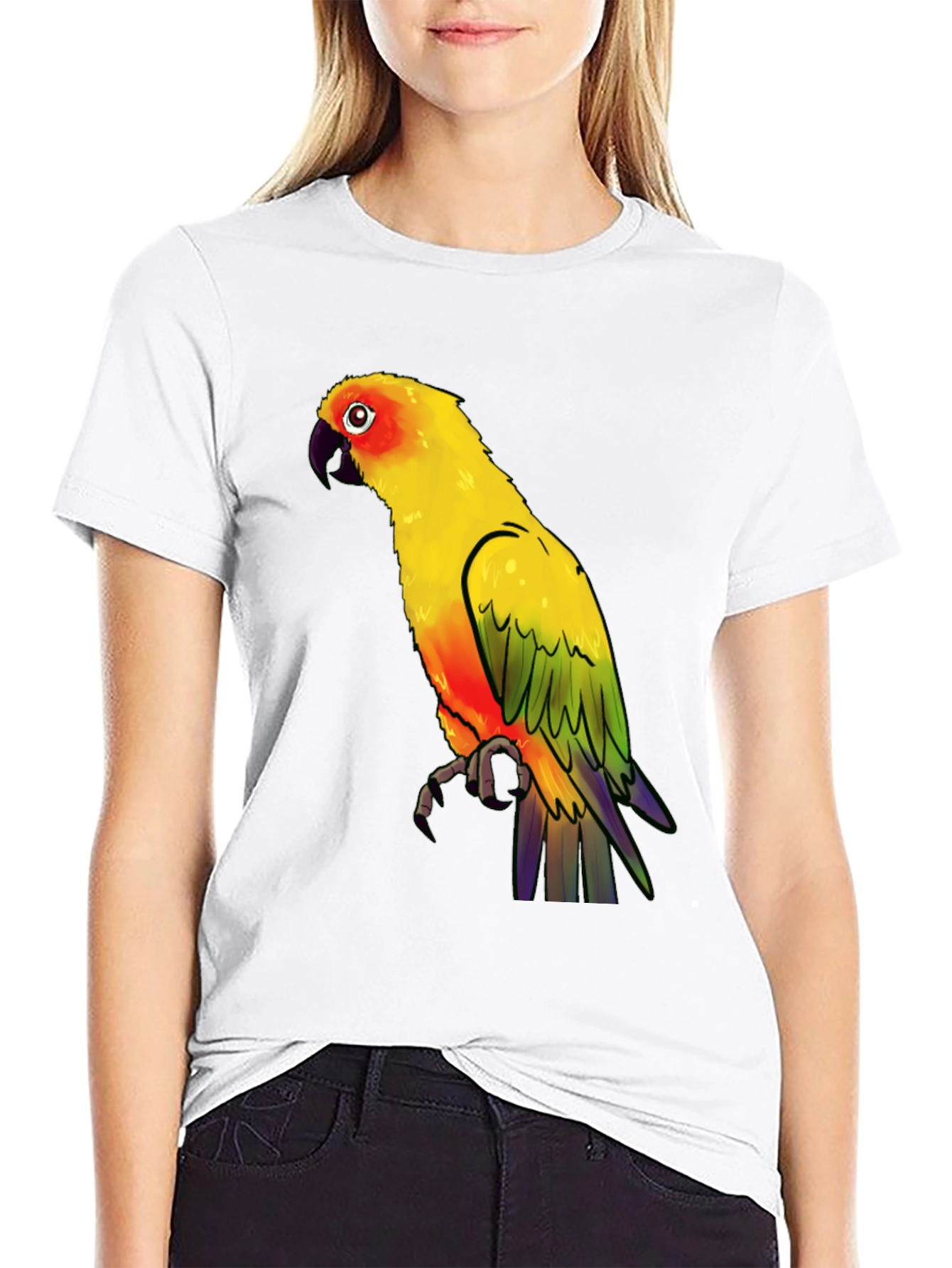 Parrot Graphic Tee - Vibrant Bird Print