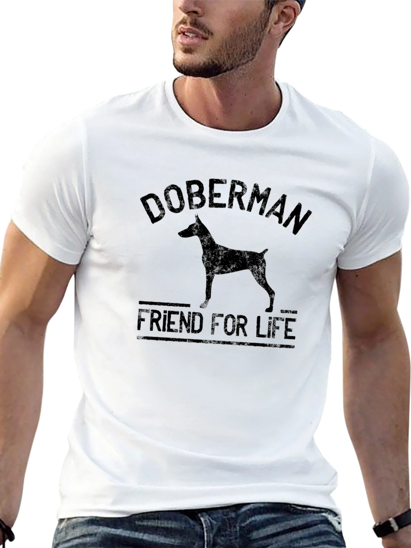 Doberman Friend for Life Black T-Shirt