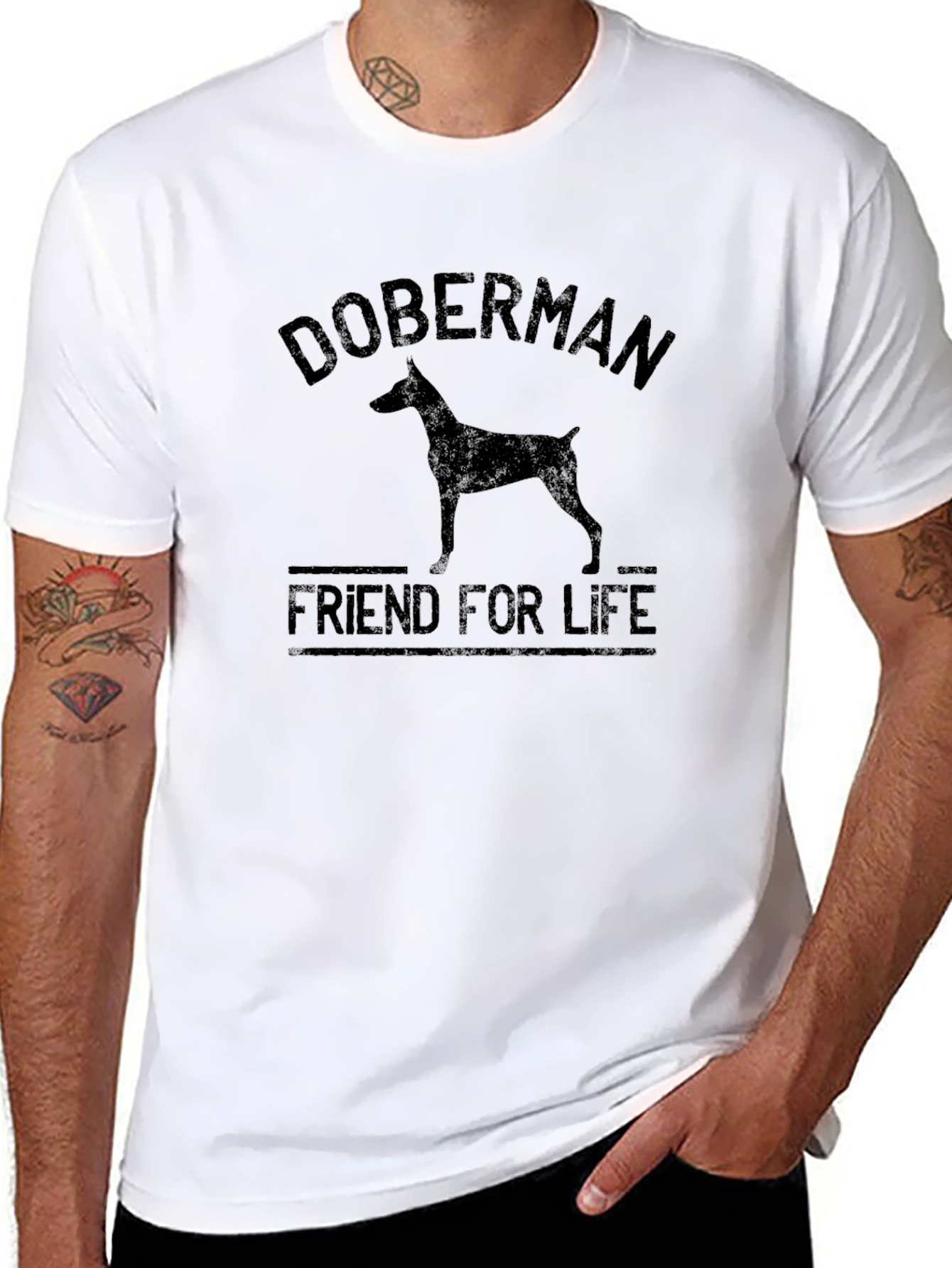 Doberman Friend for Life Black T-Shirt