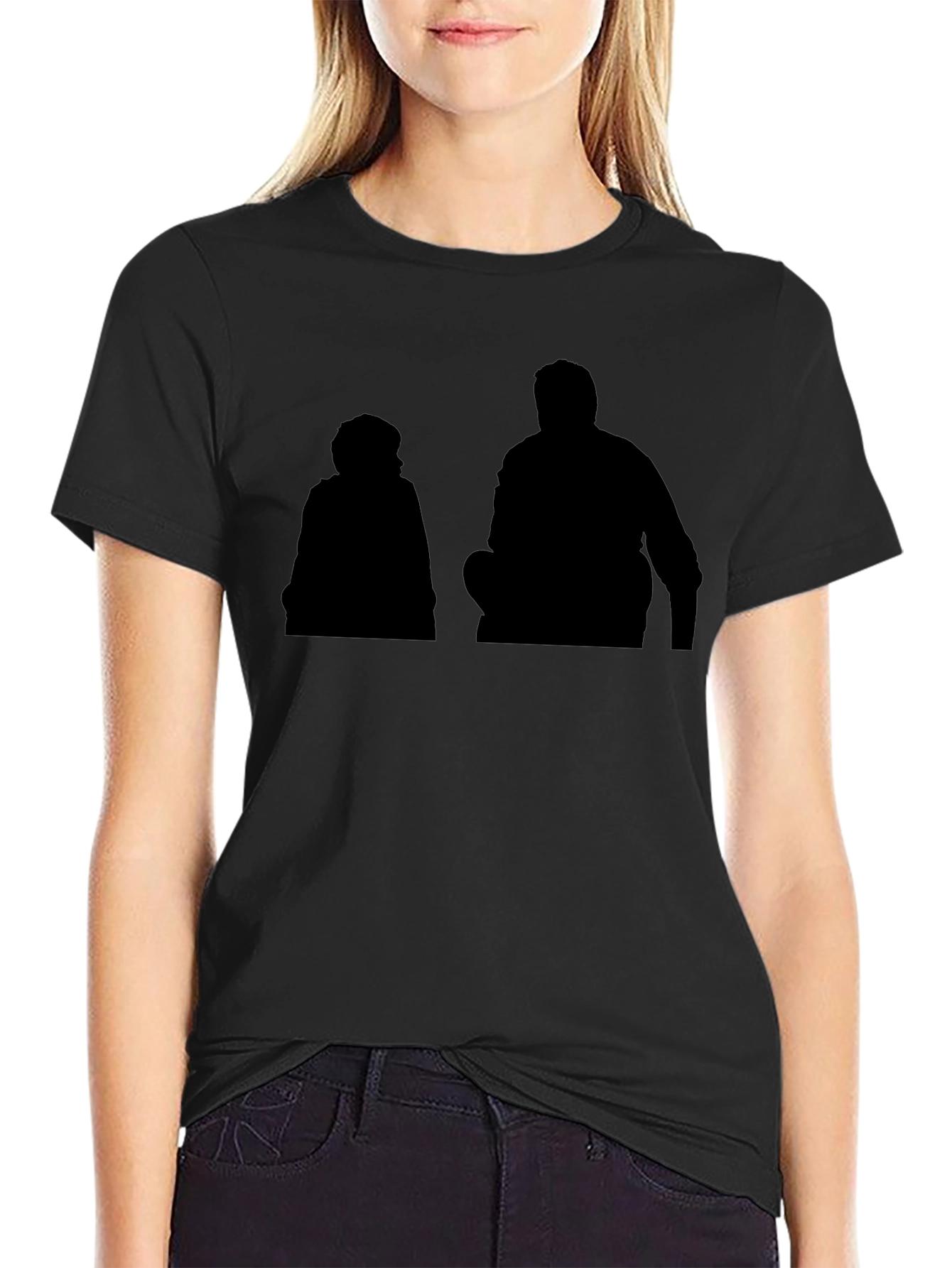 Silhouette Graphic Print Black Casual T-Shirt