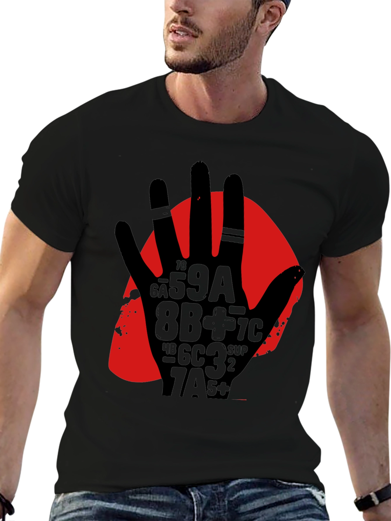 Abstract Hand Graphic Print Black T-Shirt