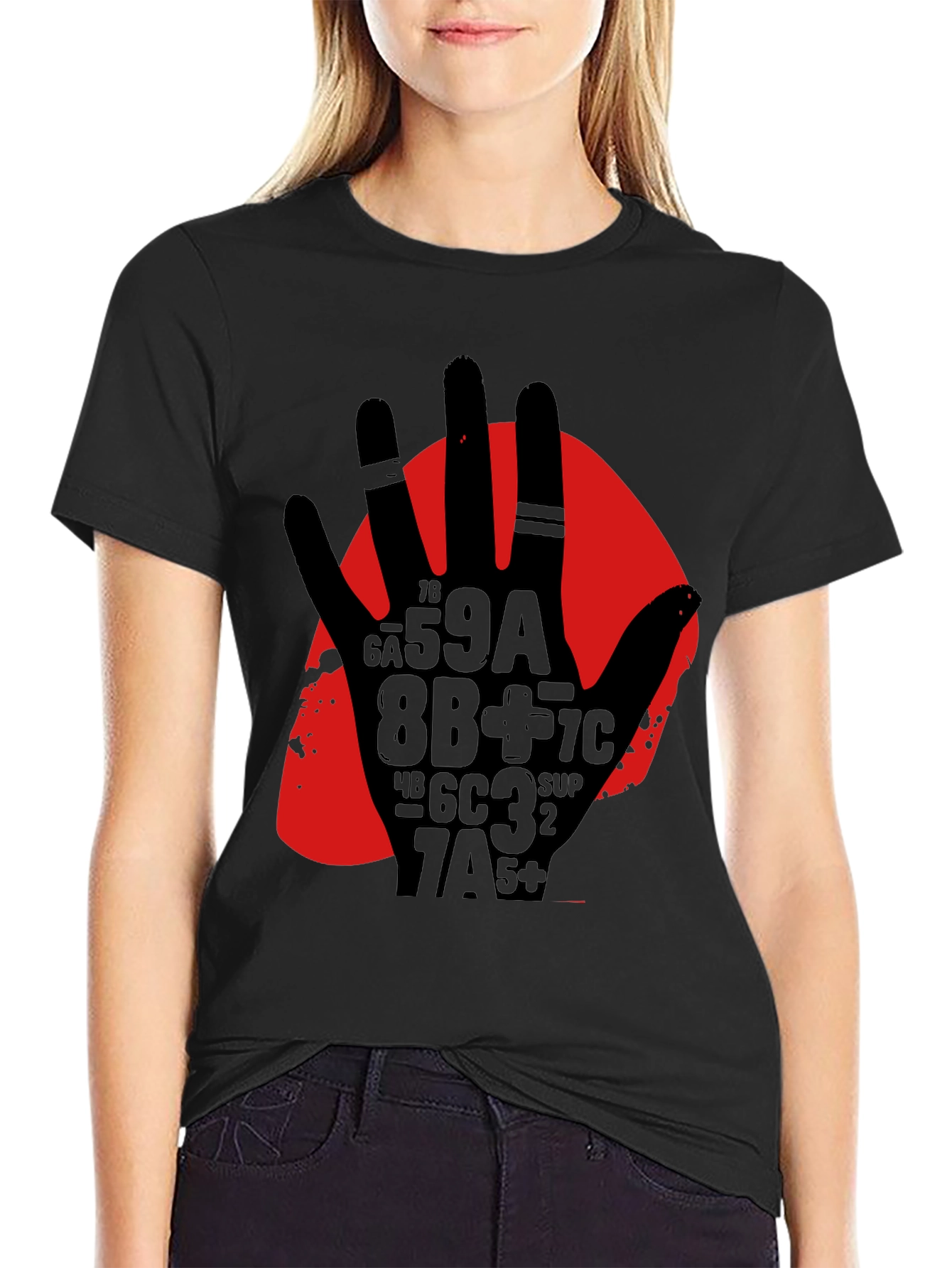 Abstract Hand Graphic Print Black T-Shirt