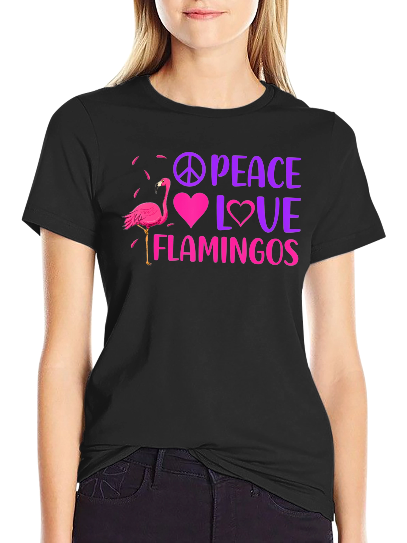 Peace Love Flamingos Graphic Tee