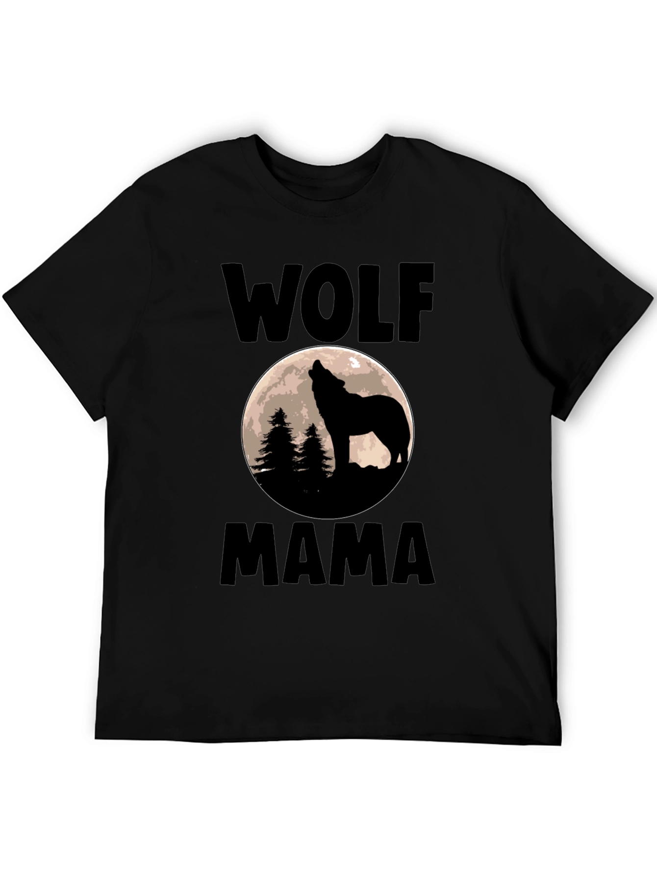 Wolf Mama Graphic Tee - Black Cotton T-Shirt