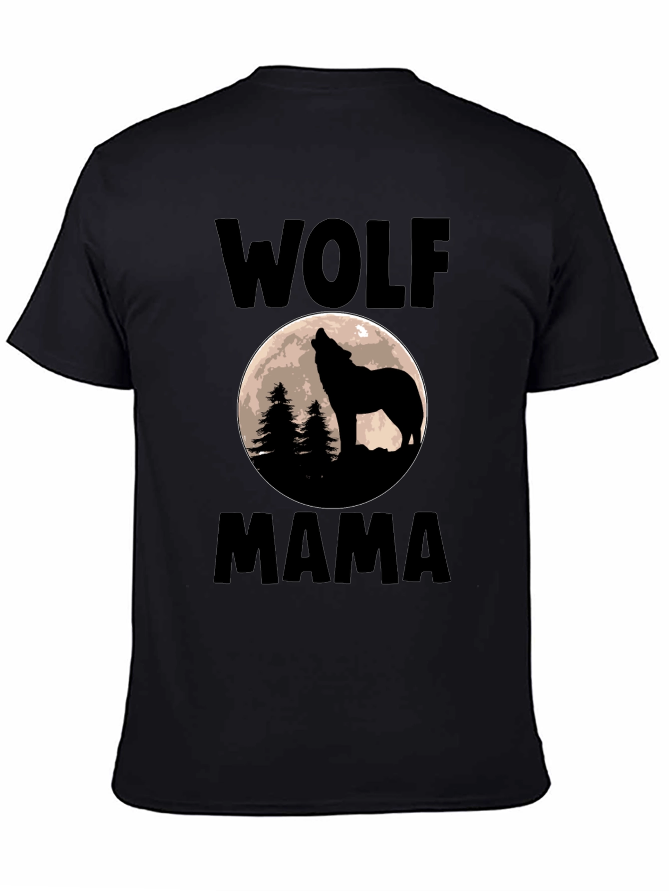 Wolf Mama Graphic Tee - Black Cotton T-Shirt