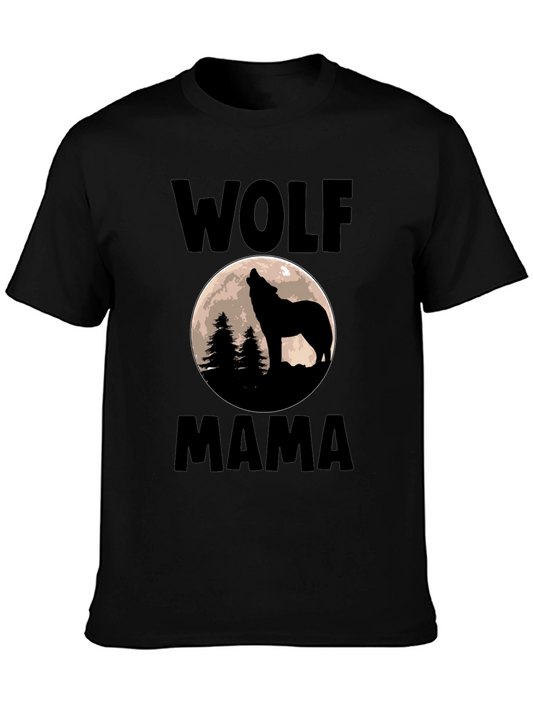 Wolf Mama Graphic Tee - Black Cotton T-Shirt