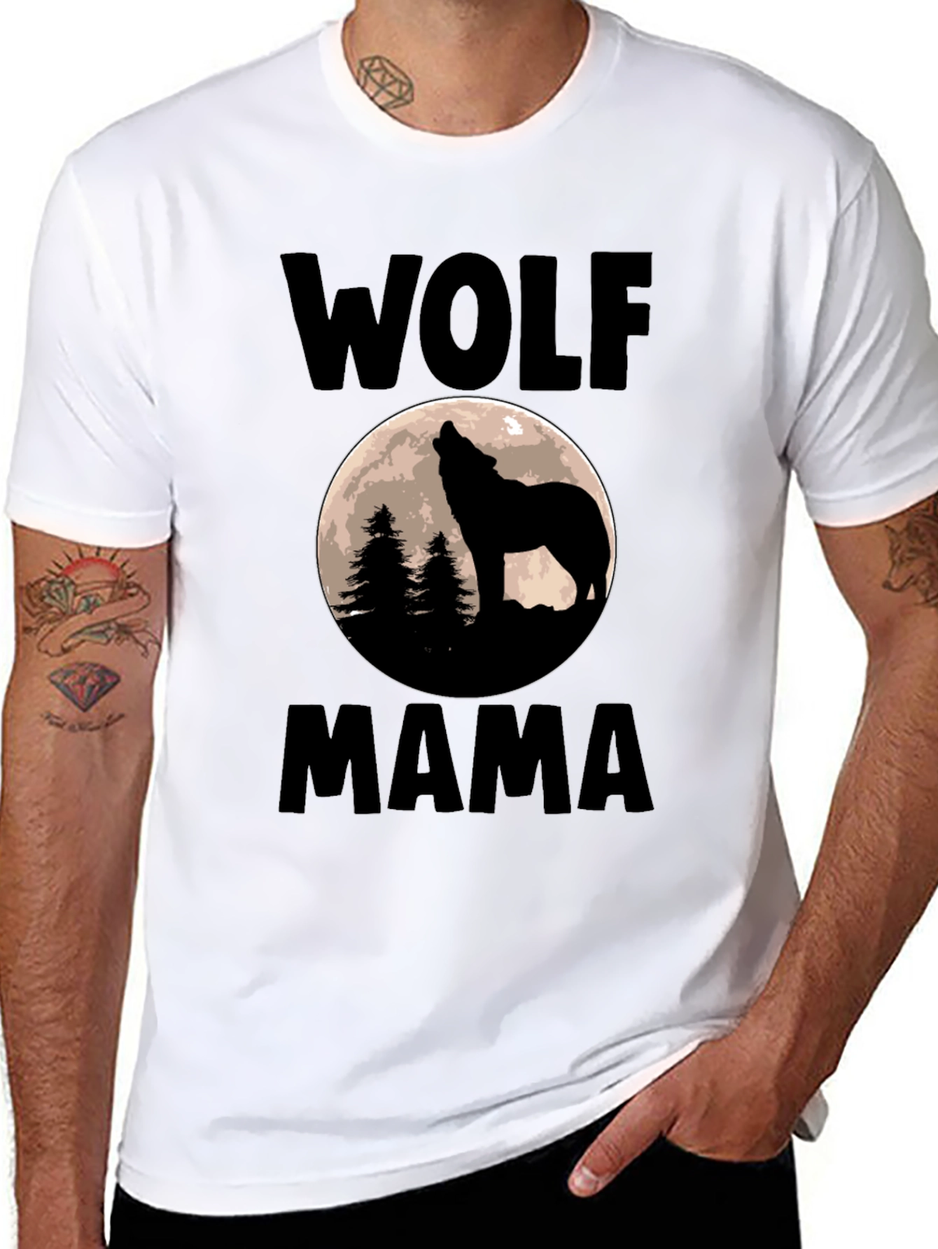 Wolf Mama Graphic Tee - Black Cotton T-Shirt