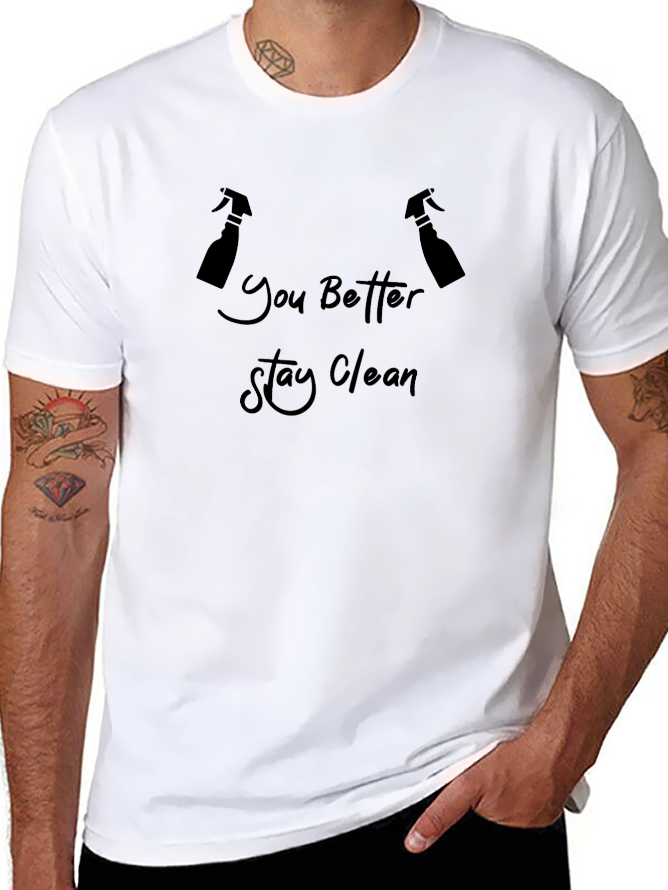 Stay Clean Tee: Novelty Graphic T-Shirt