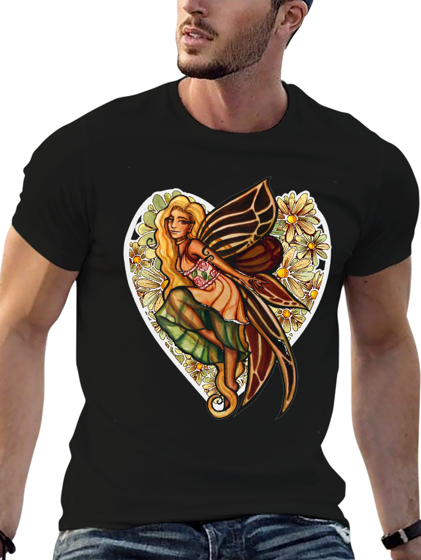 Floral Fairy Heart Graphic T-Shirt