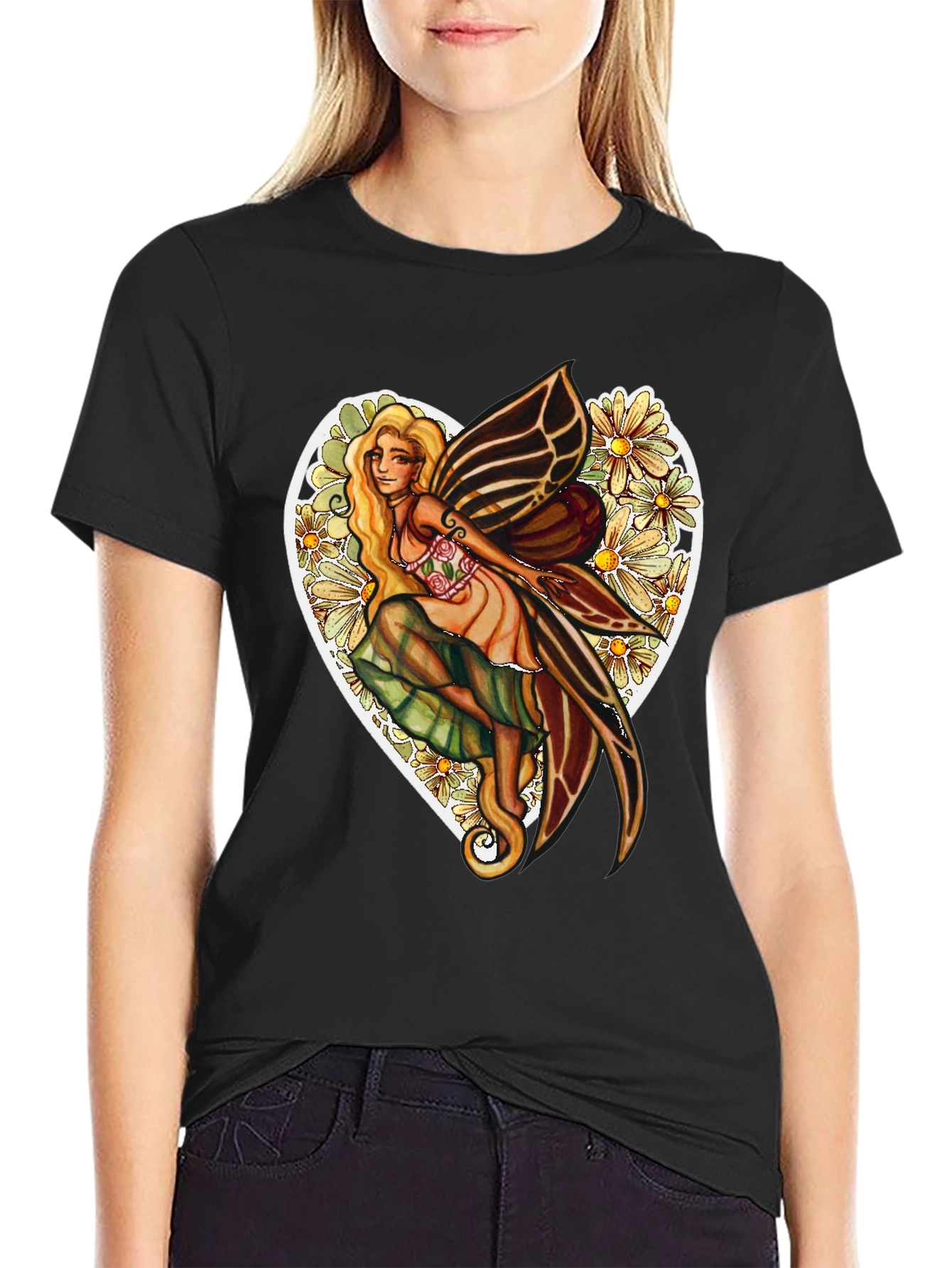 Floral Fairy Heart Graphic T-Shirt