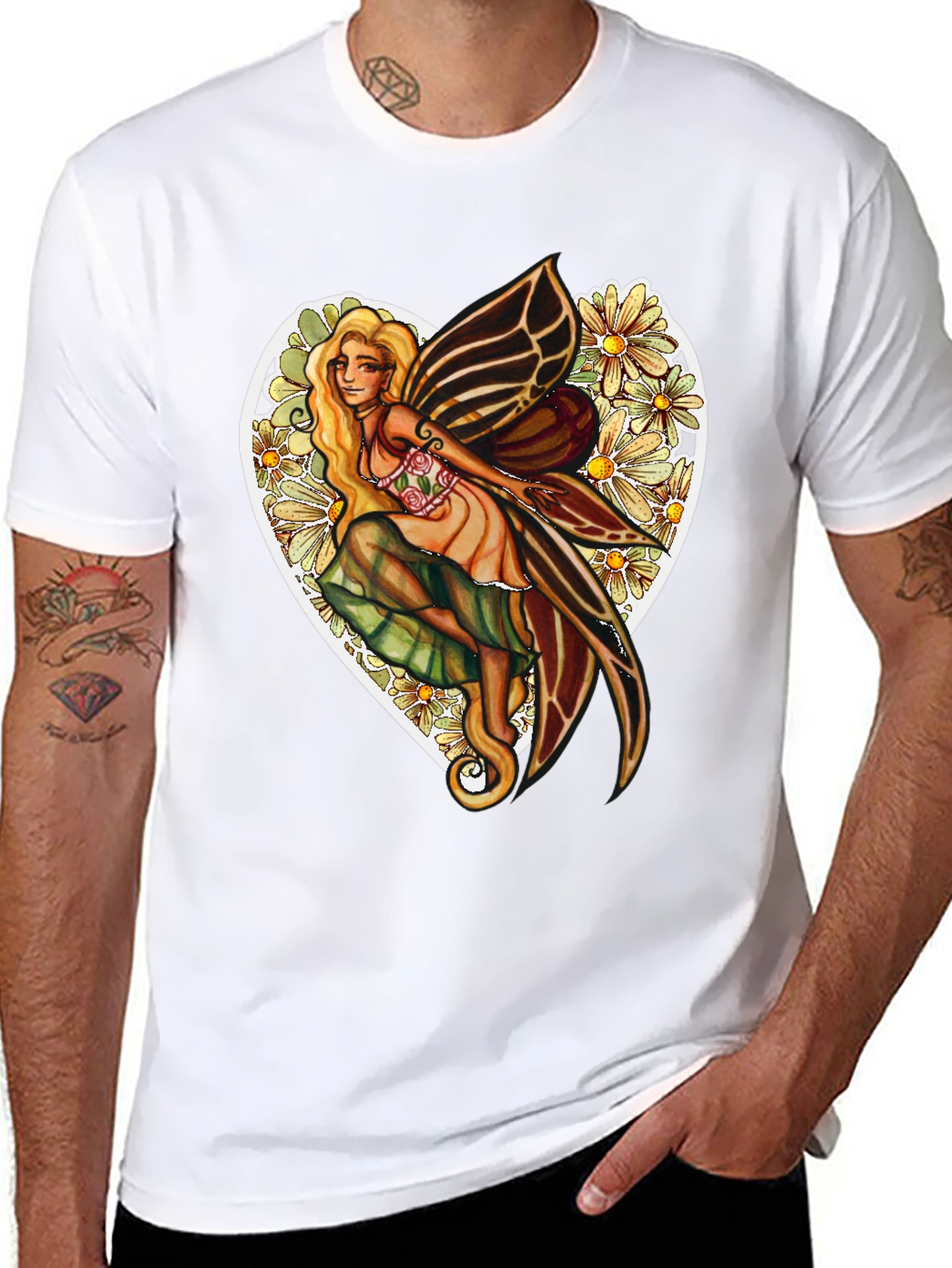 Floral Fairy Heart Graphic T-Shirt