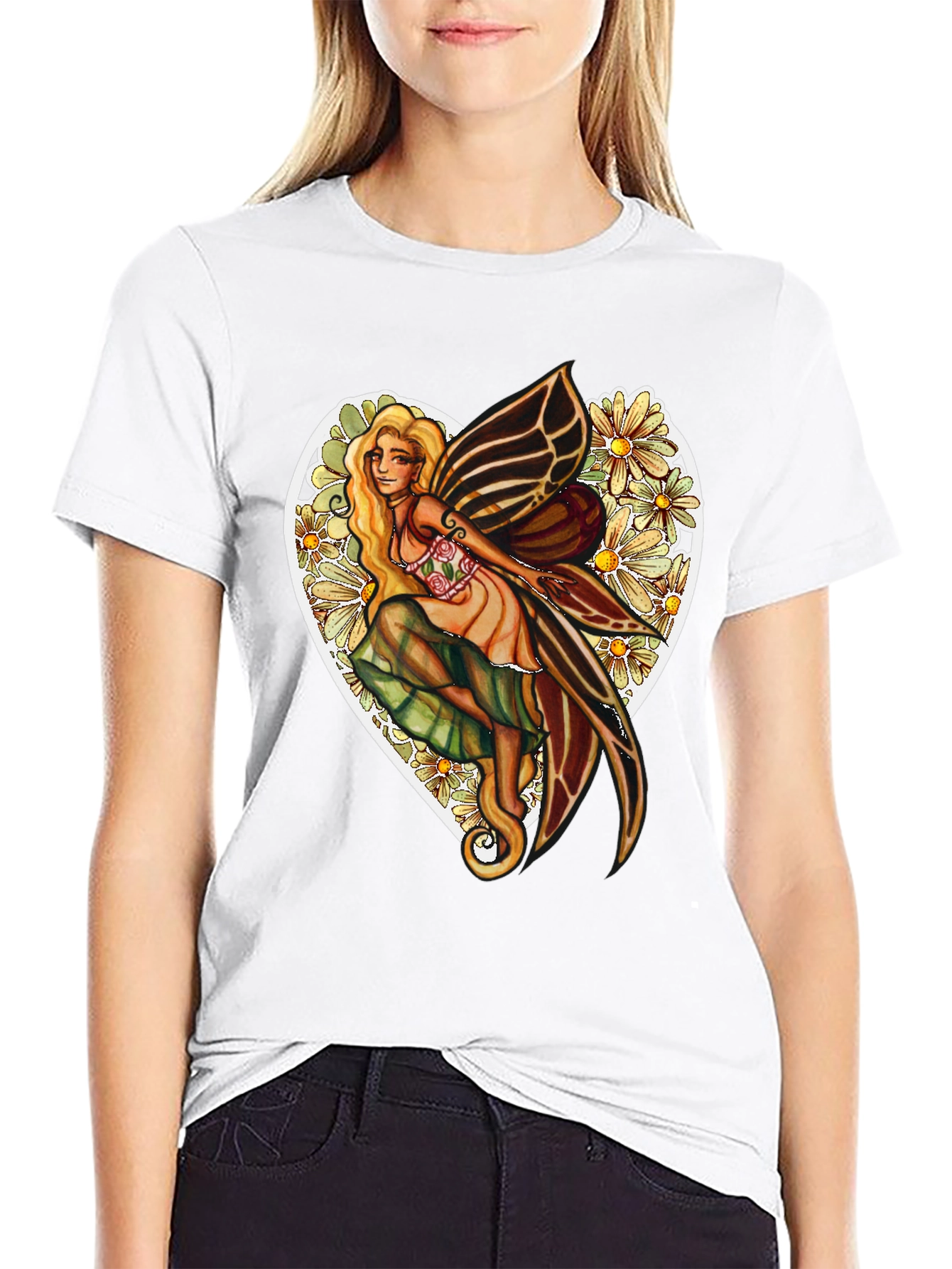 Floral Fairy Heart Graphic T-Shirt