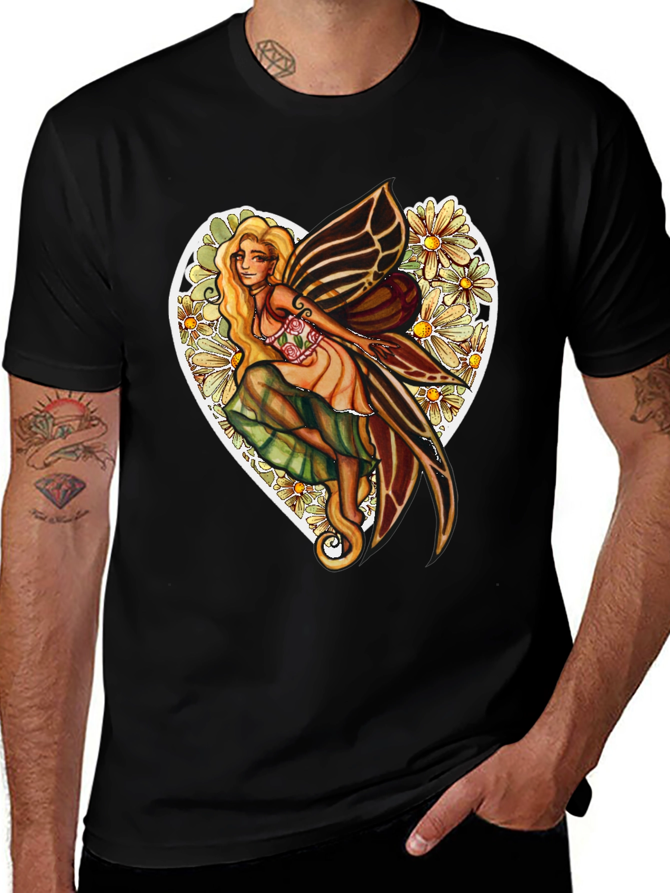 Floral Fairy Heart Graphic T-Shirt
