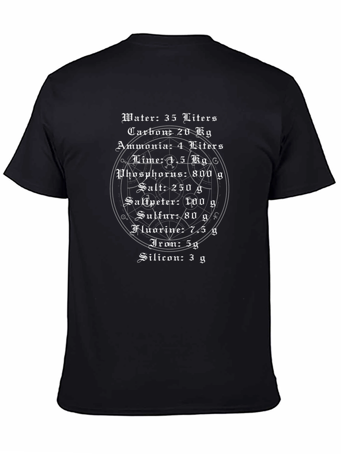 Alchemy Recipe T-Shirt - Human Body Composition Tee