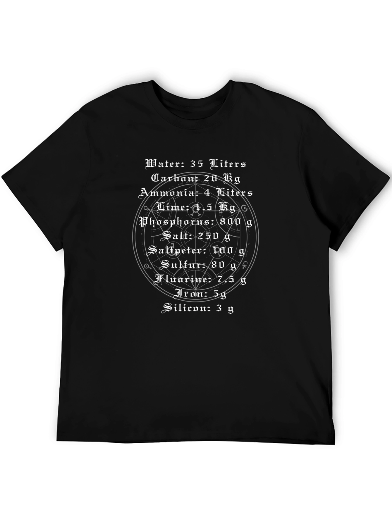 Alchemy Recipe T-Shirt - Human Body Composition Tee
