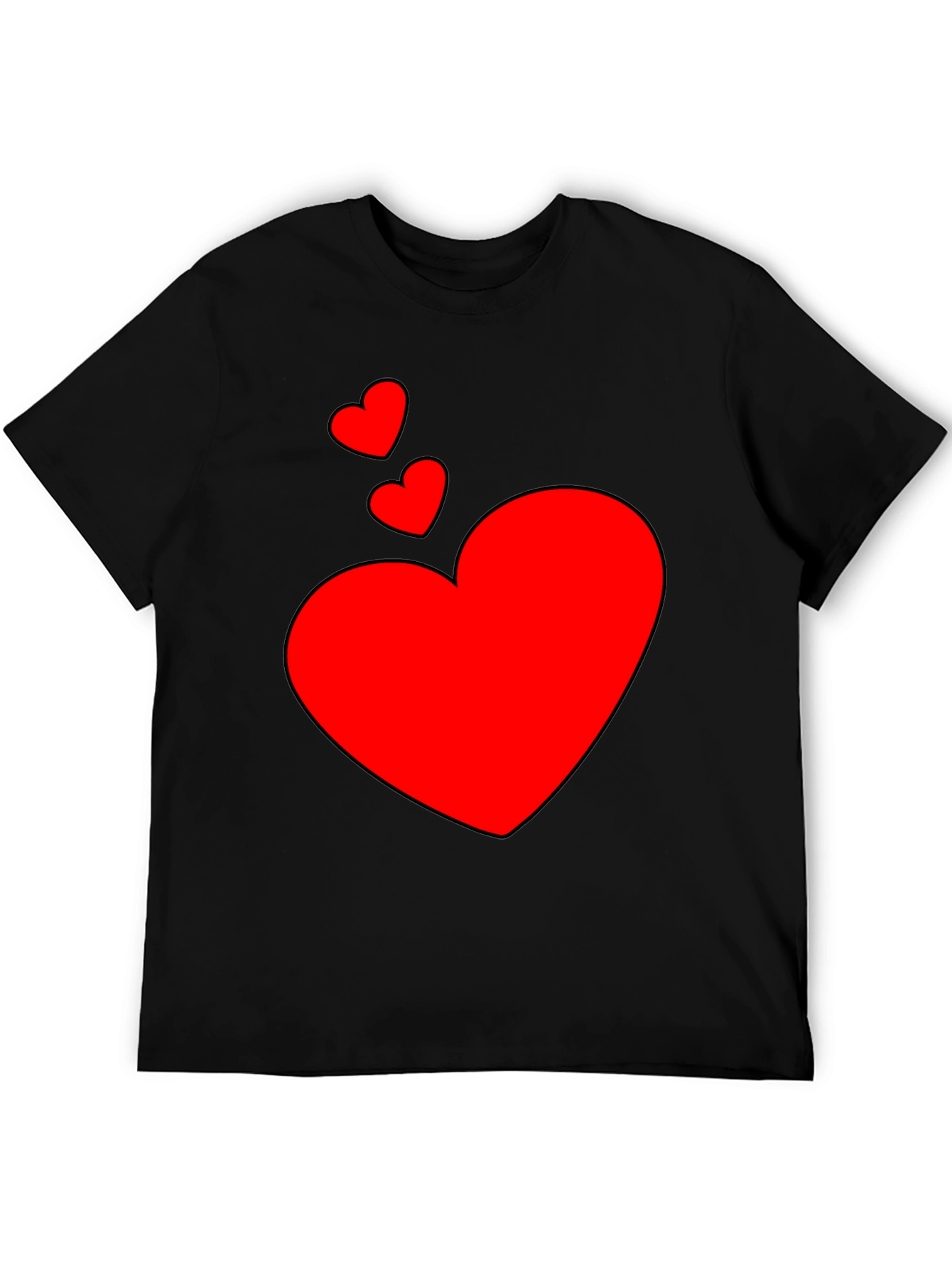 Heart Print Black T-Shirt - Casual Style