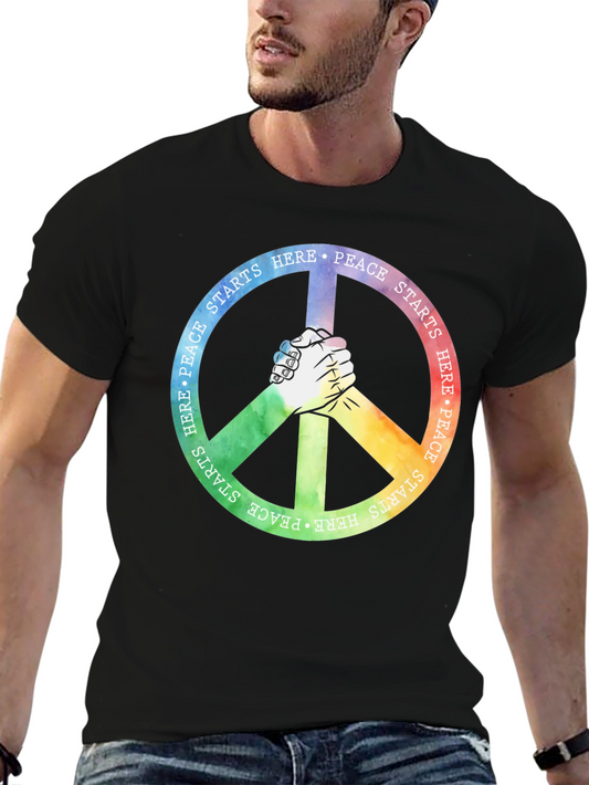 Peace Starts Here T-Shirt - Unity & Equality Design