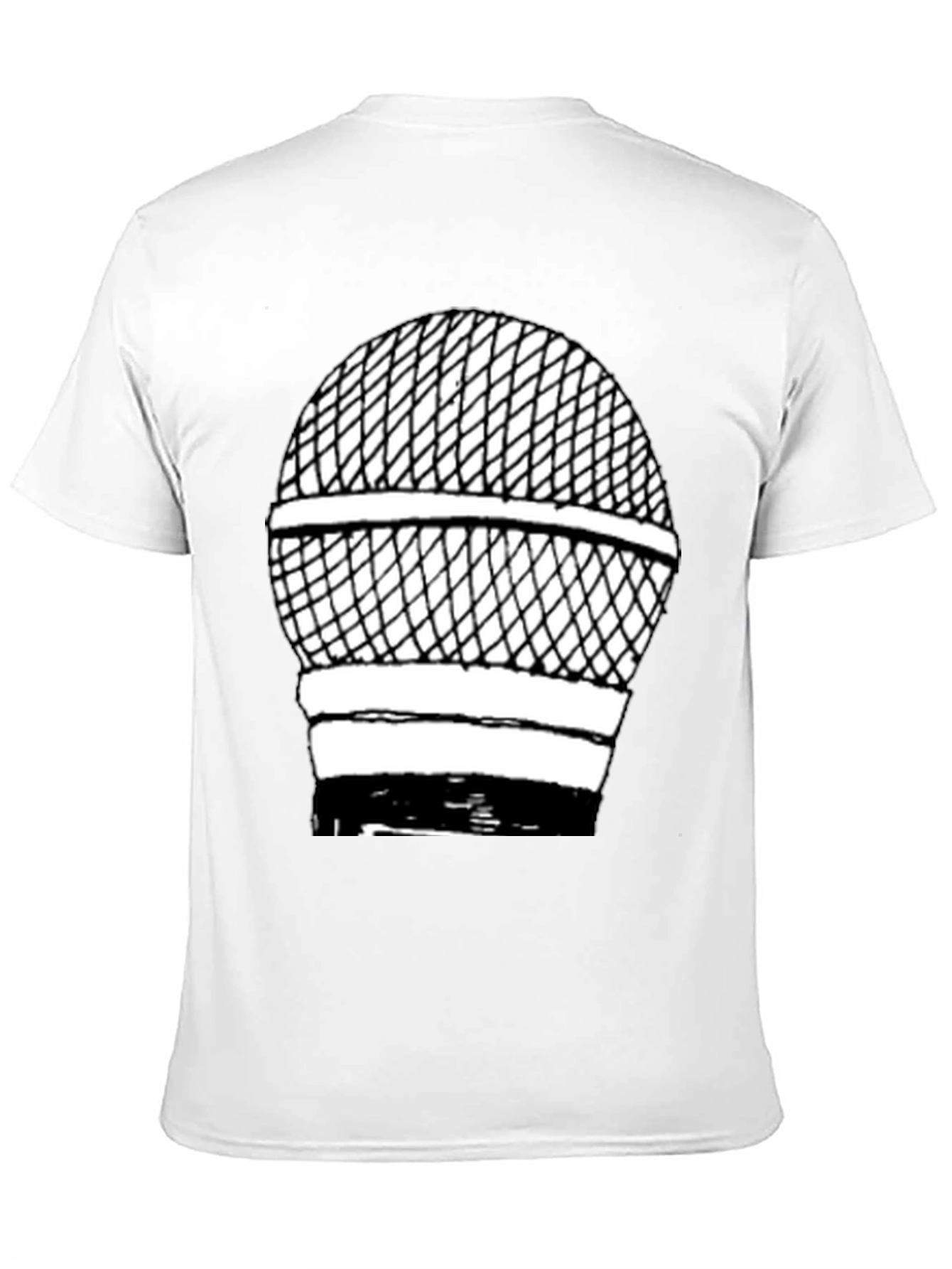 Retro Microphone Graphic Tee - Black Cotton Shirt