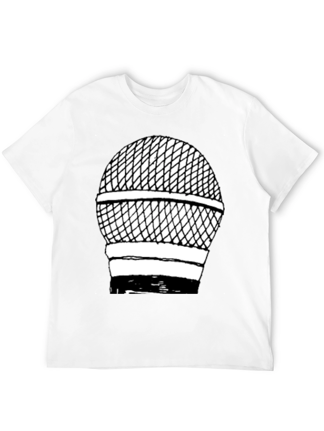 Retro Microphone Graphic Tee - Black Cotton Shirt