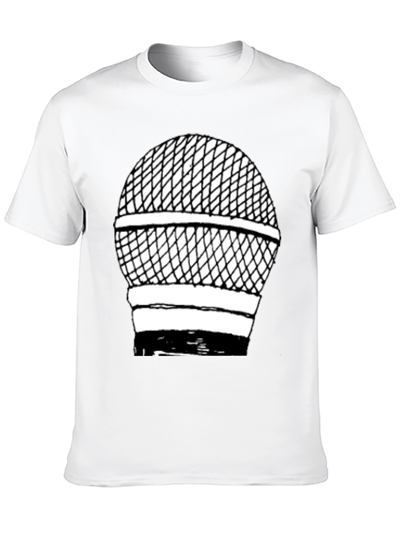 Retro Microphone Graphic Tee - Black Cotton Shirt