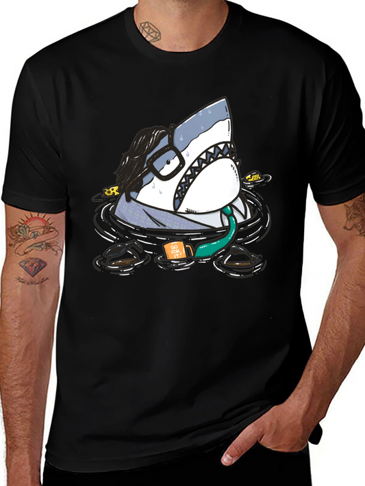 Humorous Shark T-Shirt - Morning Grind