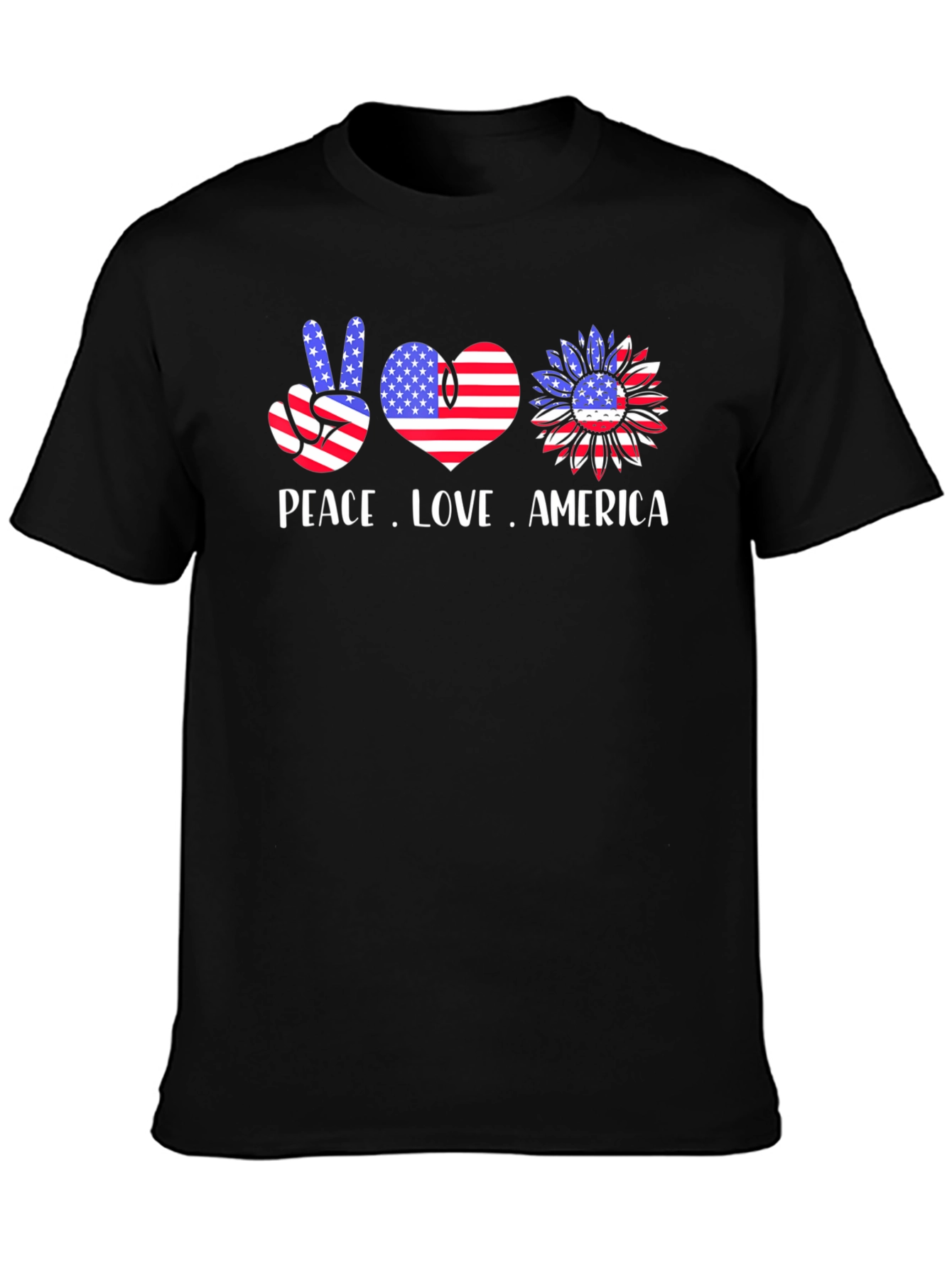 Peace Love America T-Shirt Patriotic USA Flag Tee
