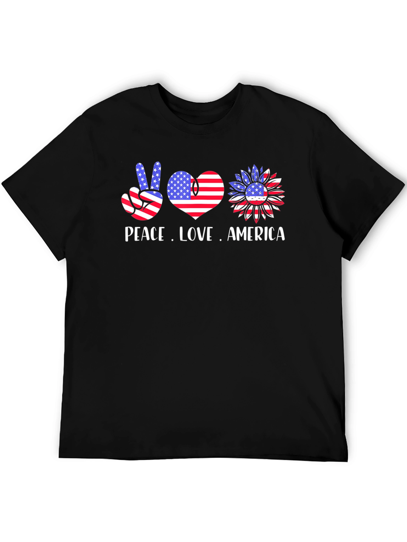 Peace Love America T-Shirt Patriotic USA Flag Tee