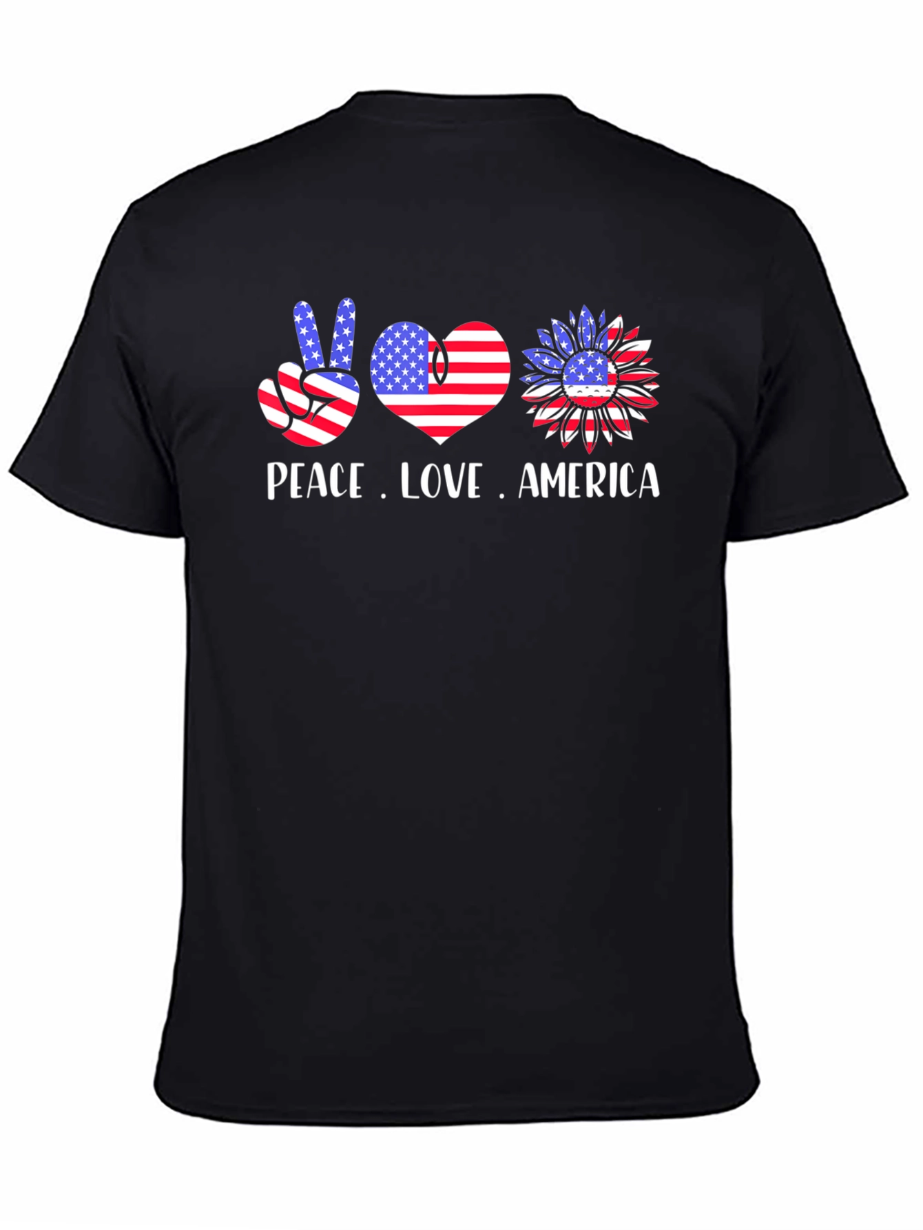 Peace Love America T-Shirt Patriotic USA Flag Tee