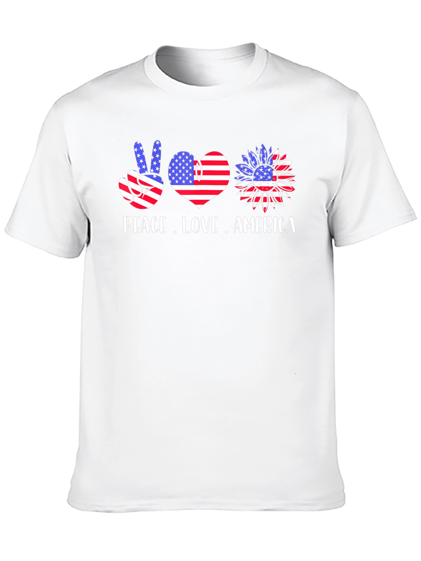 Peace Love America T-Shirt Patriotic USA Flag Tee