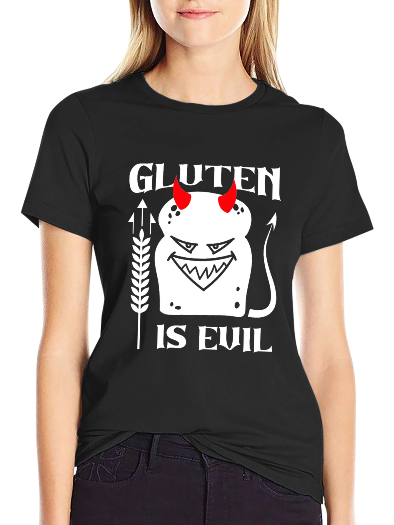 Gluten is Evil Graphic Tee - Black Cotton T-Shirt