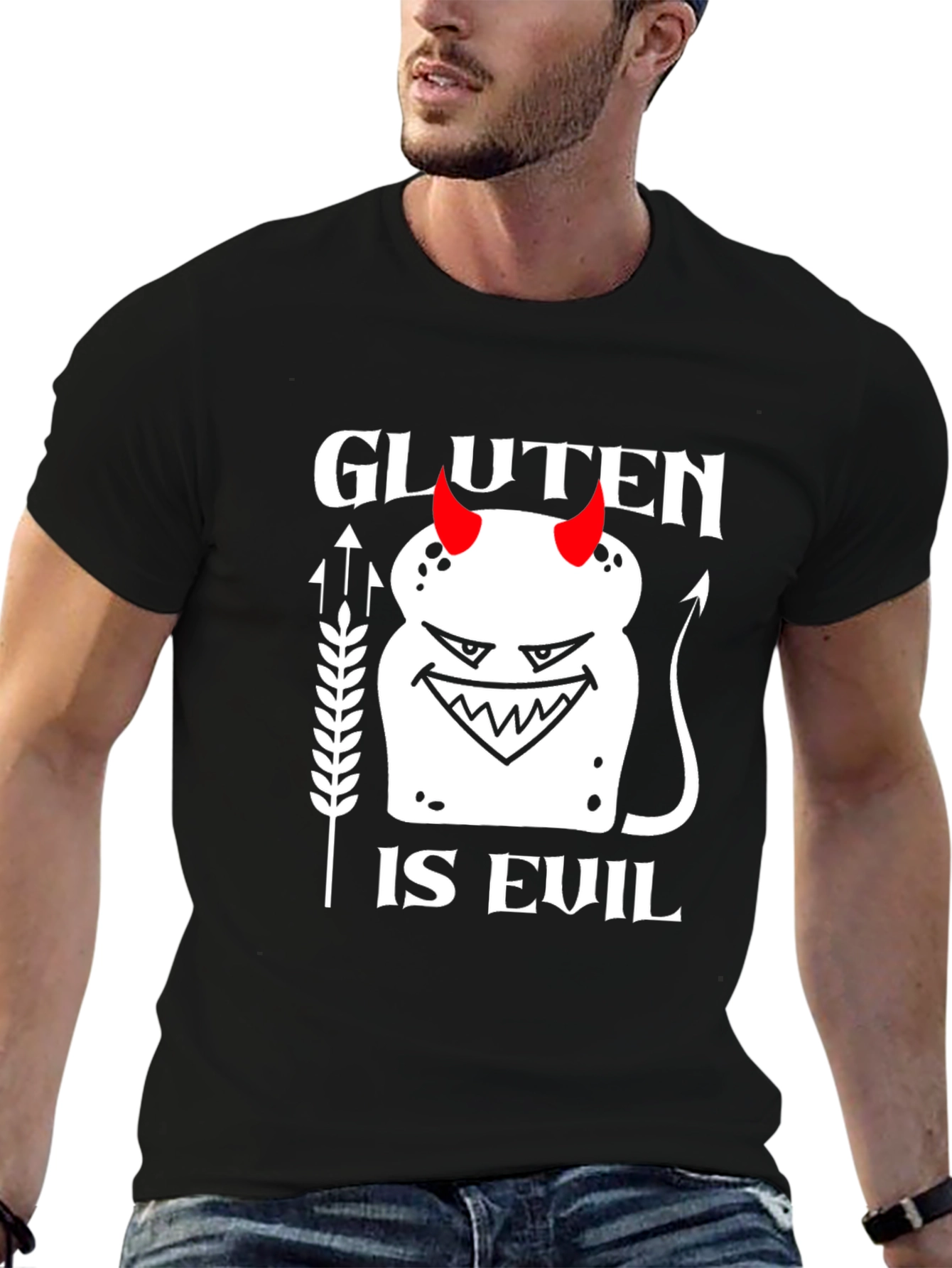Gluten is Evil Graphic Tee - Black Cotton T-Shirt
