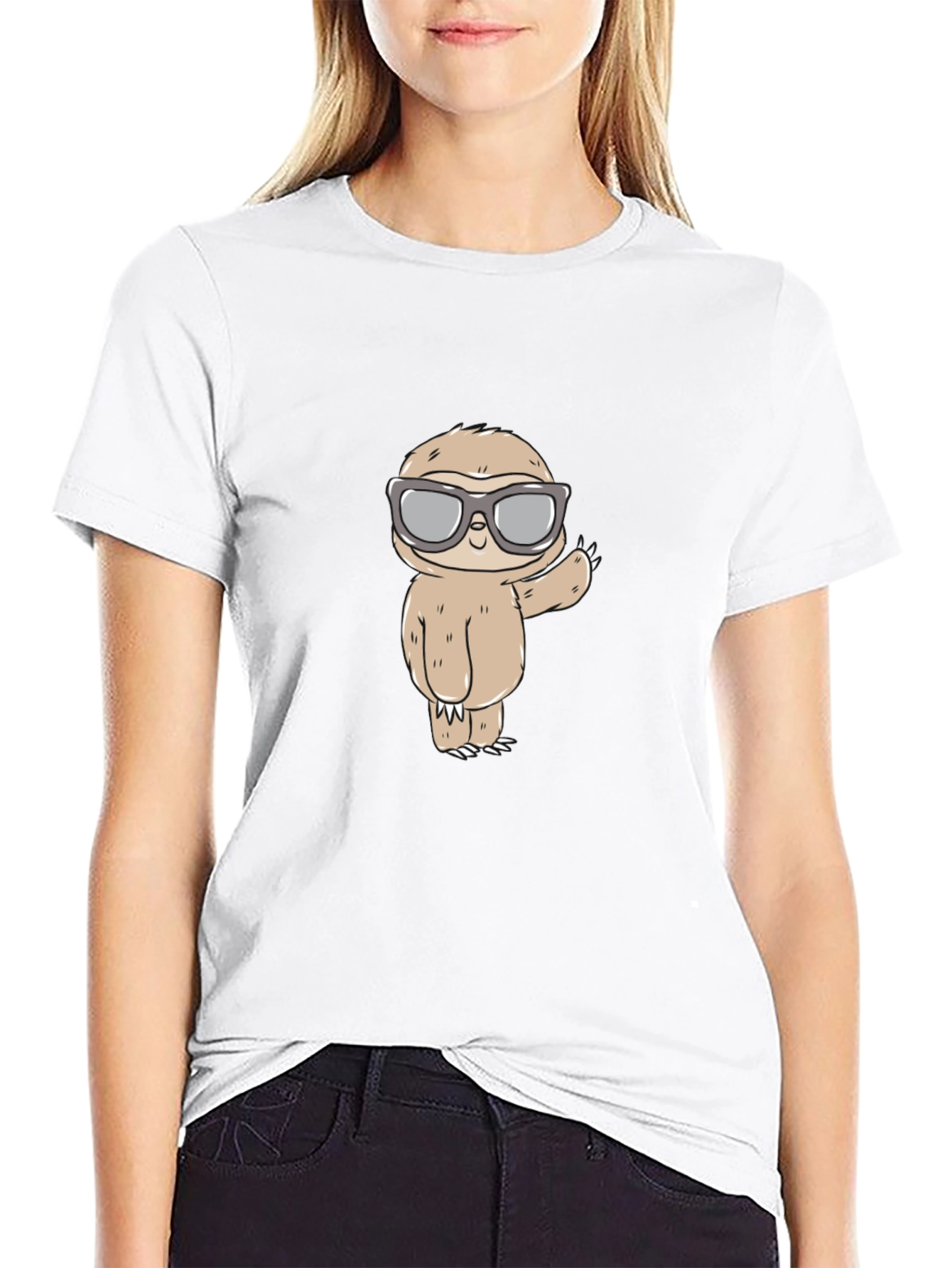 Sloth with Shades Graphic Tee - Mens Black T-Shirt