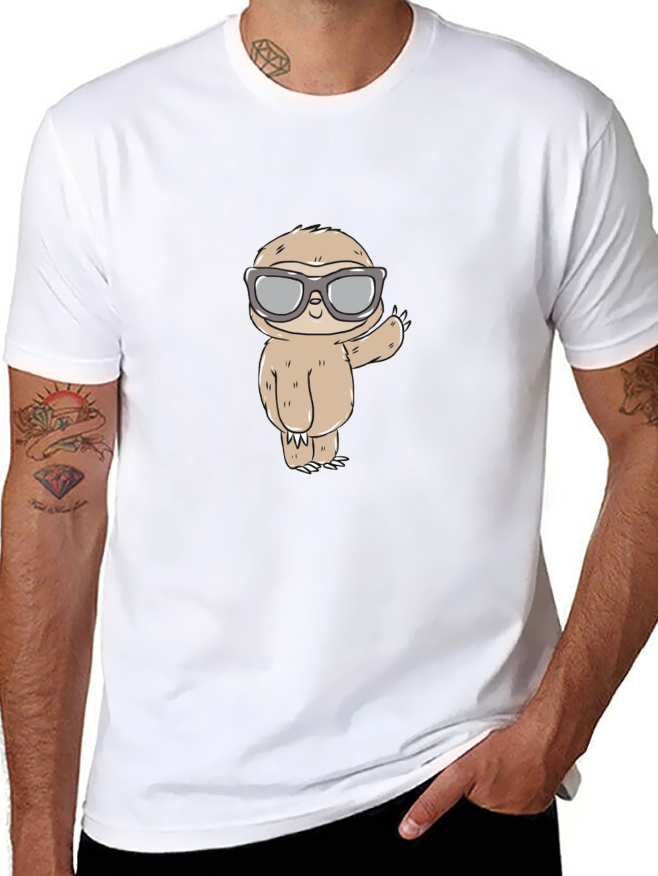 Sloth with Shades Graphic Tee - Mens Black T-Shirt