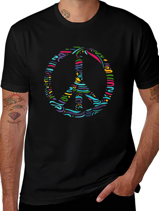 Peace Sign Graphic Tee - Colorful Design
